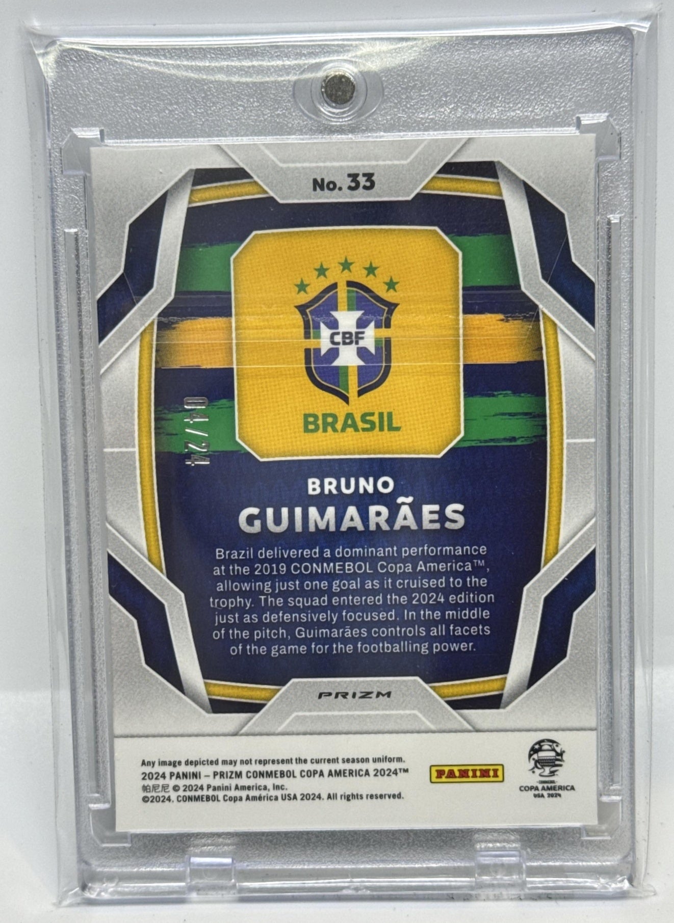 Bruno Guimaraes Panini Prizm Copa America 2024-25 Stars and Stripes /24 Brazil