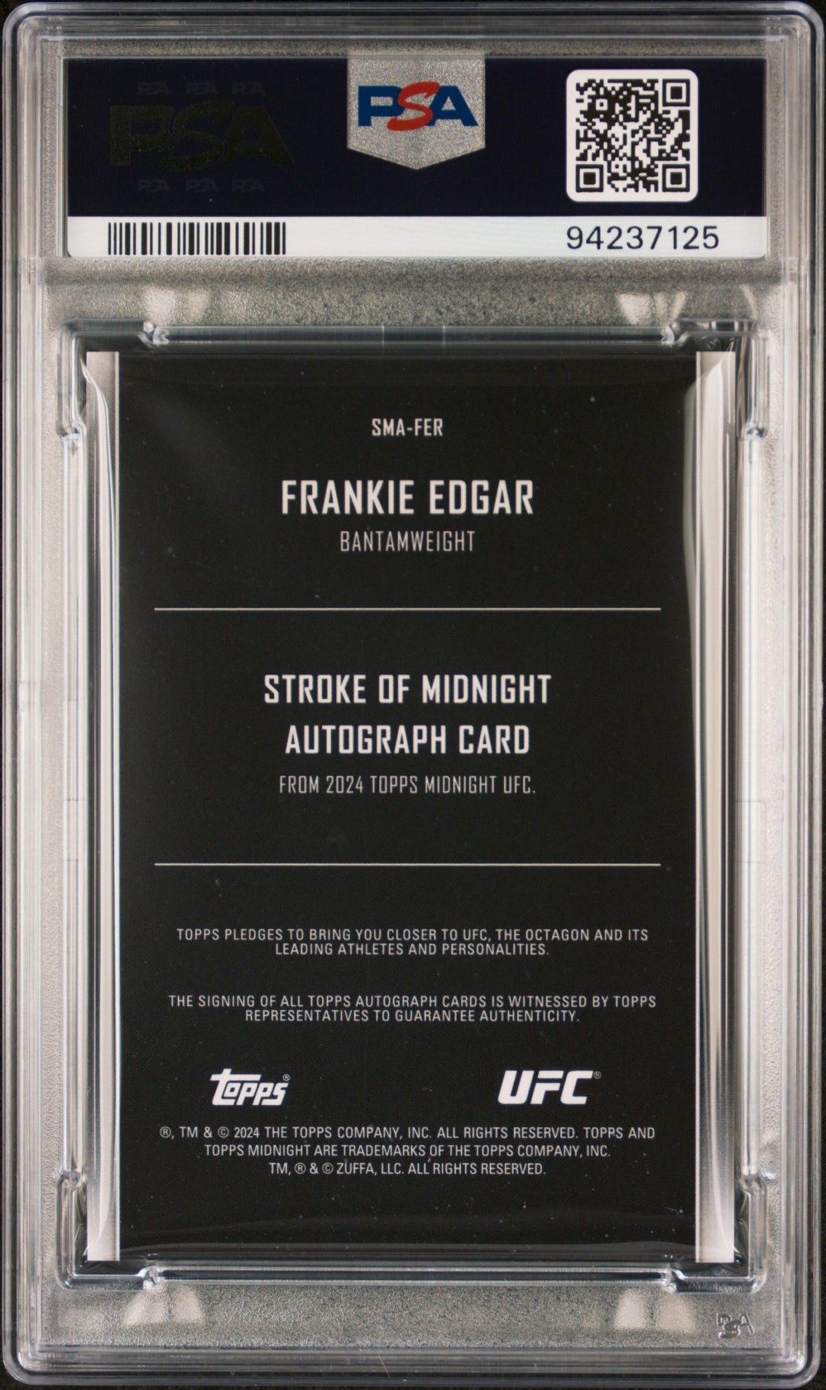 Frankie Edgar Topps Midnight UFC 2024 Stroke of Auto PSA 6