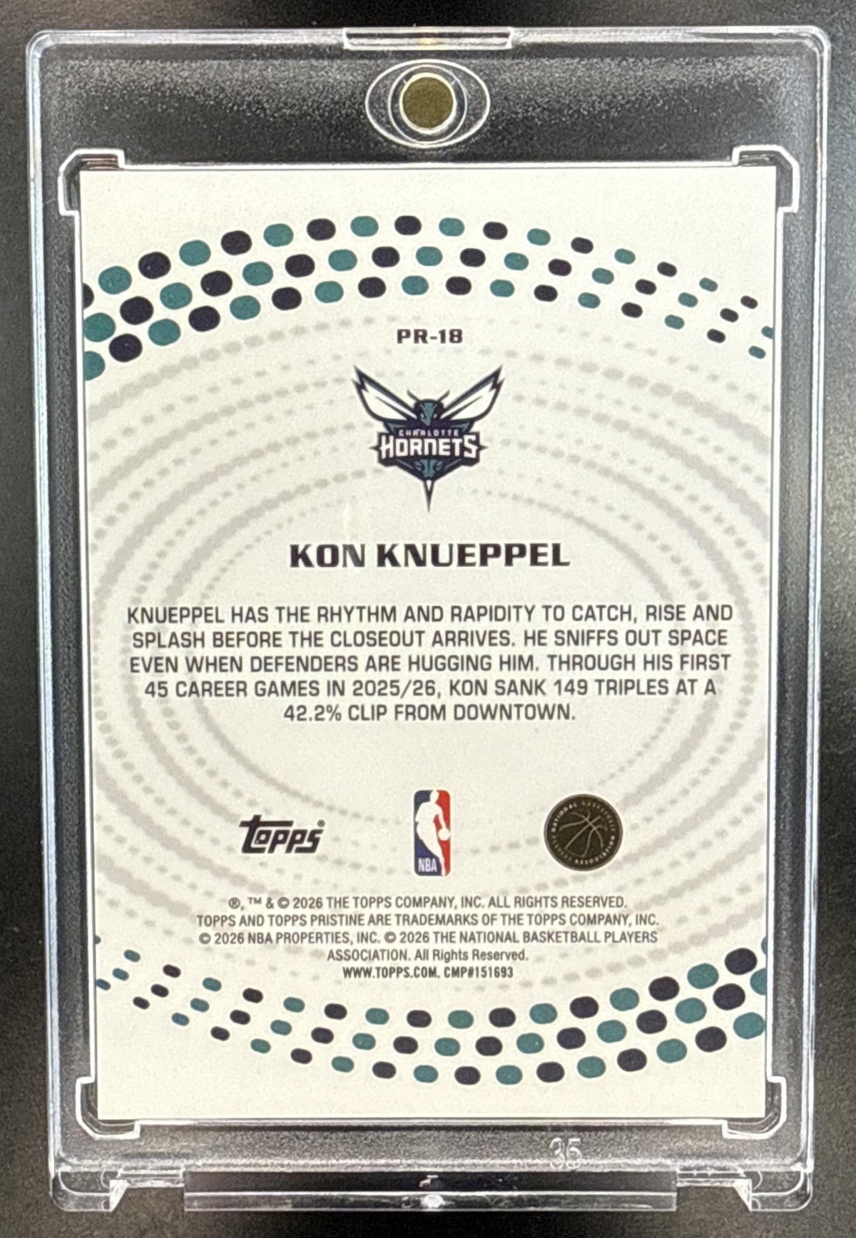 Kon Knueppel Topps Pristine 2025-26 Gold Refractor /50 RC Charlotte Hornets