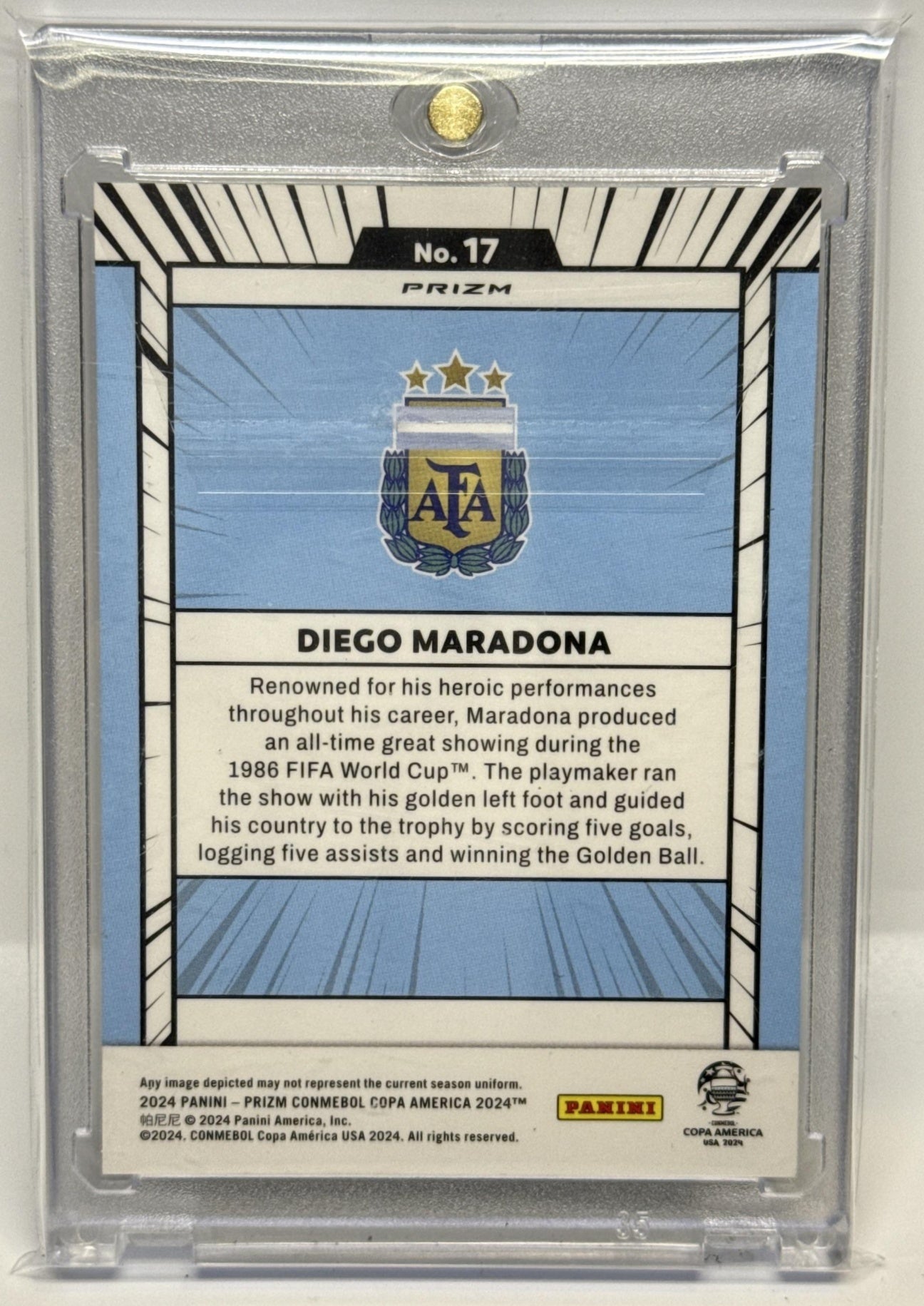 Diego Maradona Panini Prizm Copa America 2024-25 Manga SSP Argentina