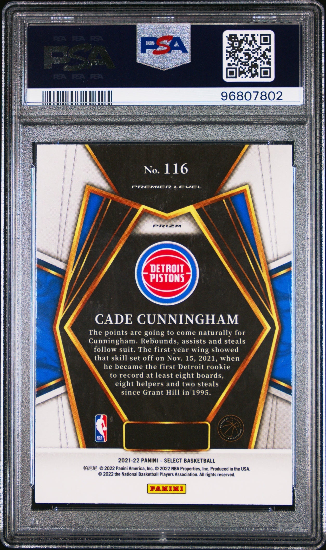 Cade Cunningham Select 2021 Blue Shimmer Prizms RC Premier PSA 9 Detroit Pistons
