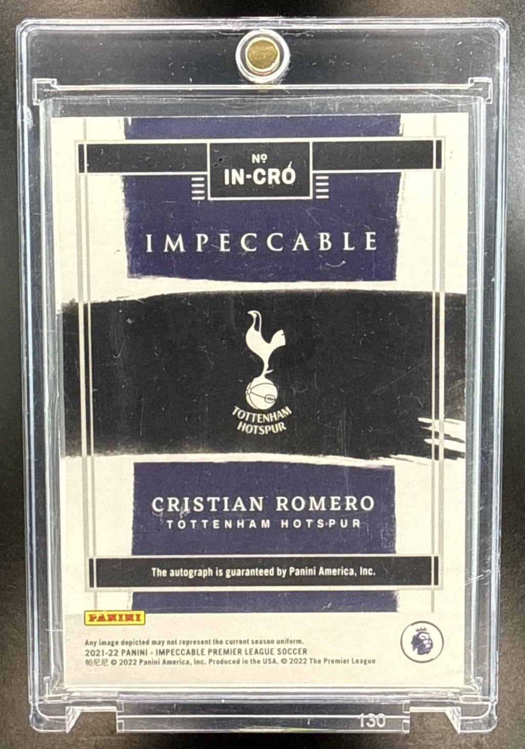 Cristian Romero Panini Impeccable PL 2021 Indelible Ink /99 Tottenham Hotspur