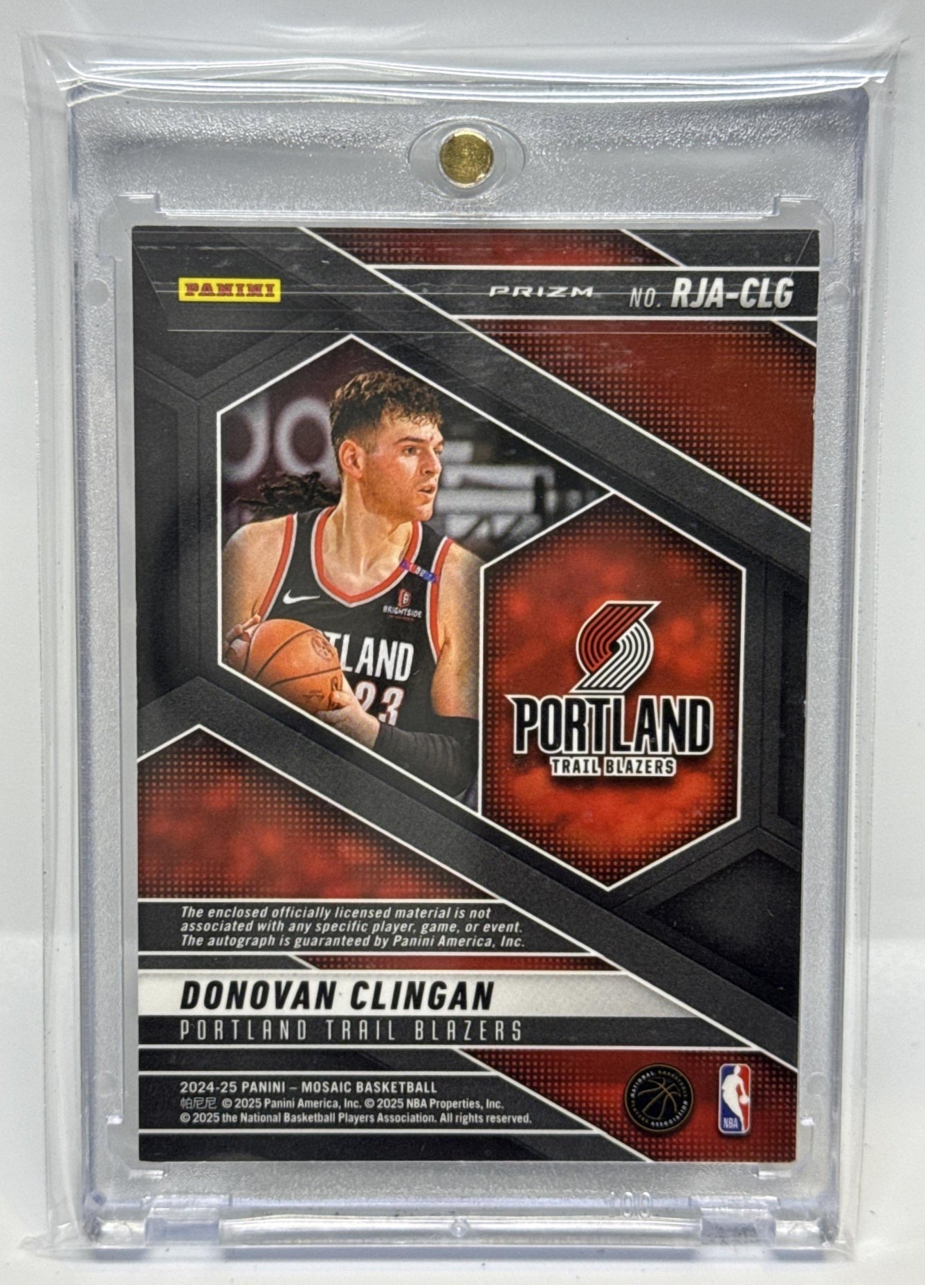 Donovan Clingan Mosaic 2024-25 Choice Mosaic RC Auto RC Portland Trail Blazers