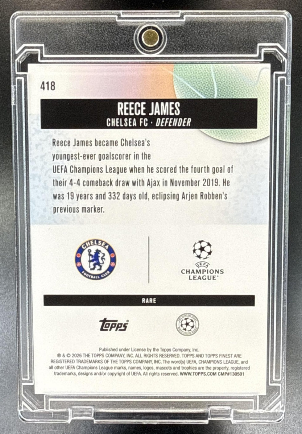 Reece James Topps UCC Finest 2025-26 Red Refractor /3 Chelsea FC