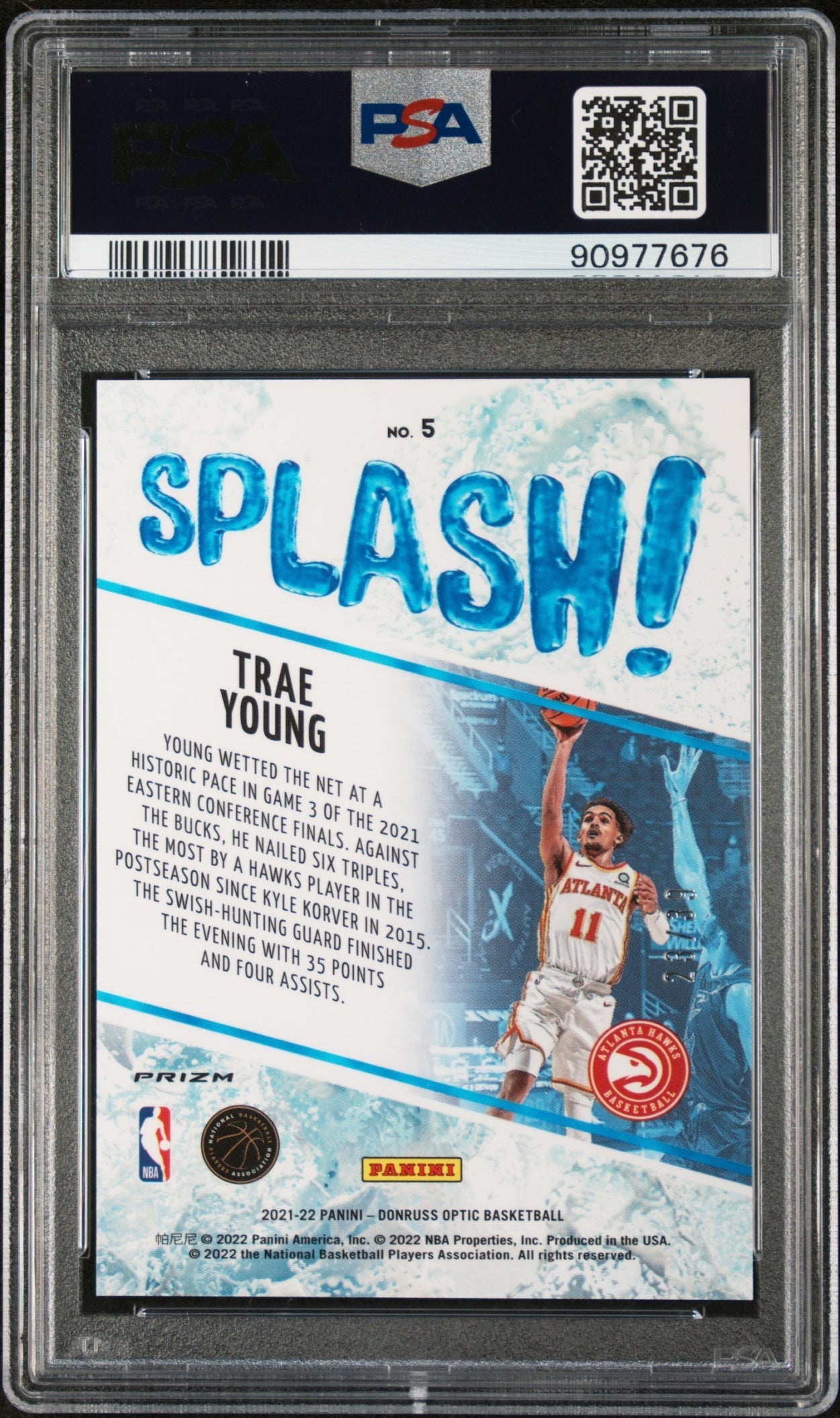 Trae Young Panini Donruss Optic 2021-22 Orange Prizm /39 PSA 10 Atlanta Hawks