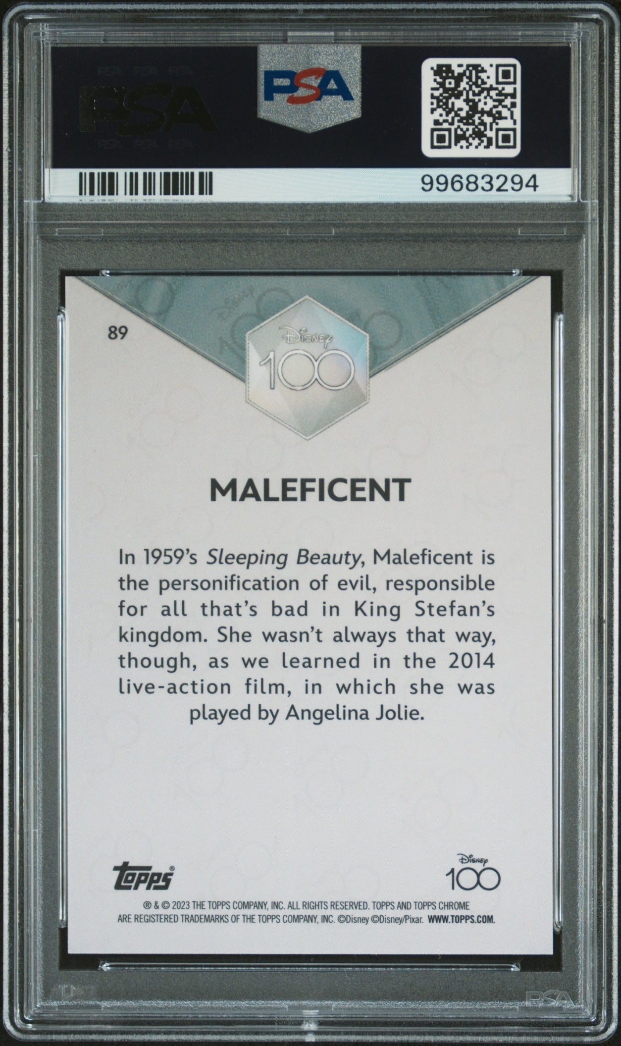 2023 Topps Chrome Disney 100 Maleficent Green Refractor /99 PSA 9