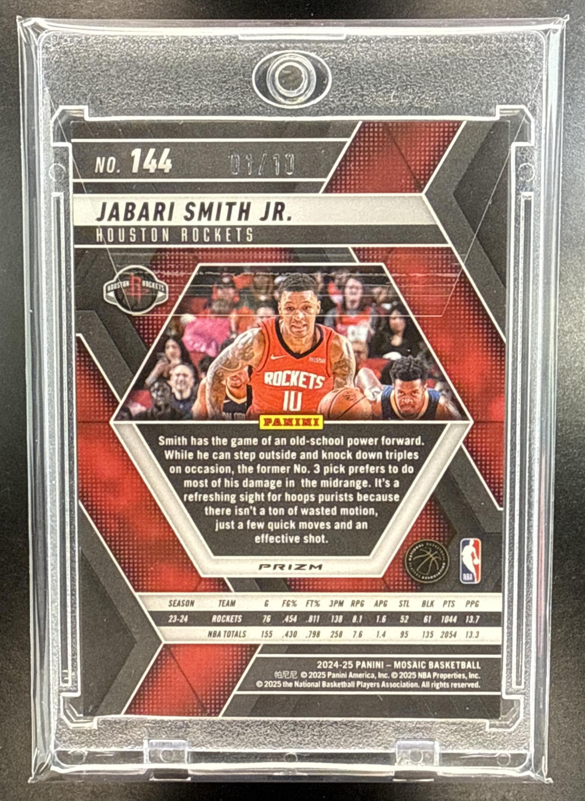 Jabari Smith Jr. Panini Mosaic 2024-25 Gold Mosaic /10 Houston Rockets