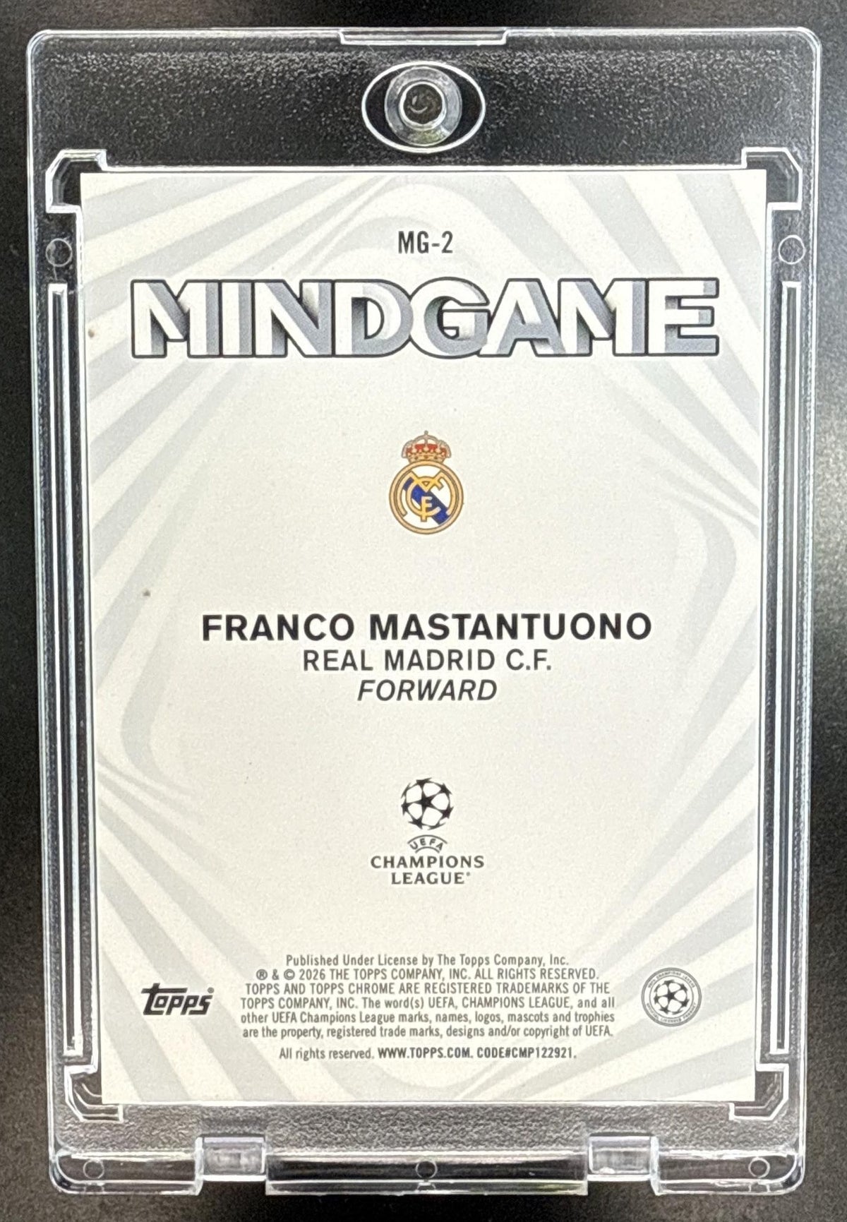 Franco Mastantuono Topps UCC 2025-26 Mindgame SSP RC Real Madrid C.F.