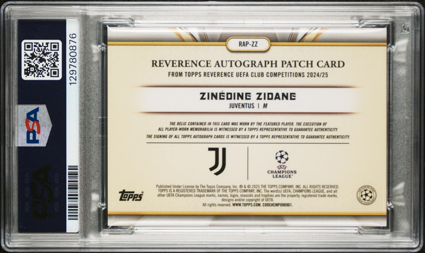 Zinedine Zidane Topps Reverence UCC 2024-25 Black /10 MEM Auto PSA 10 Juventus