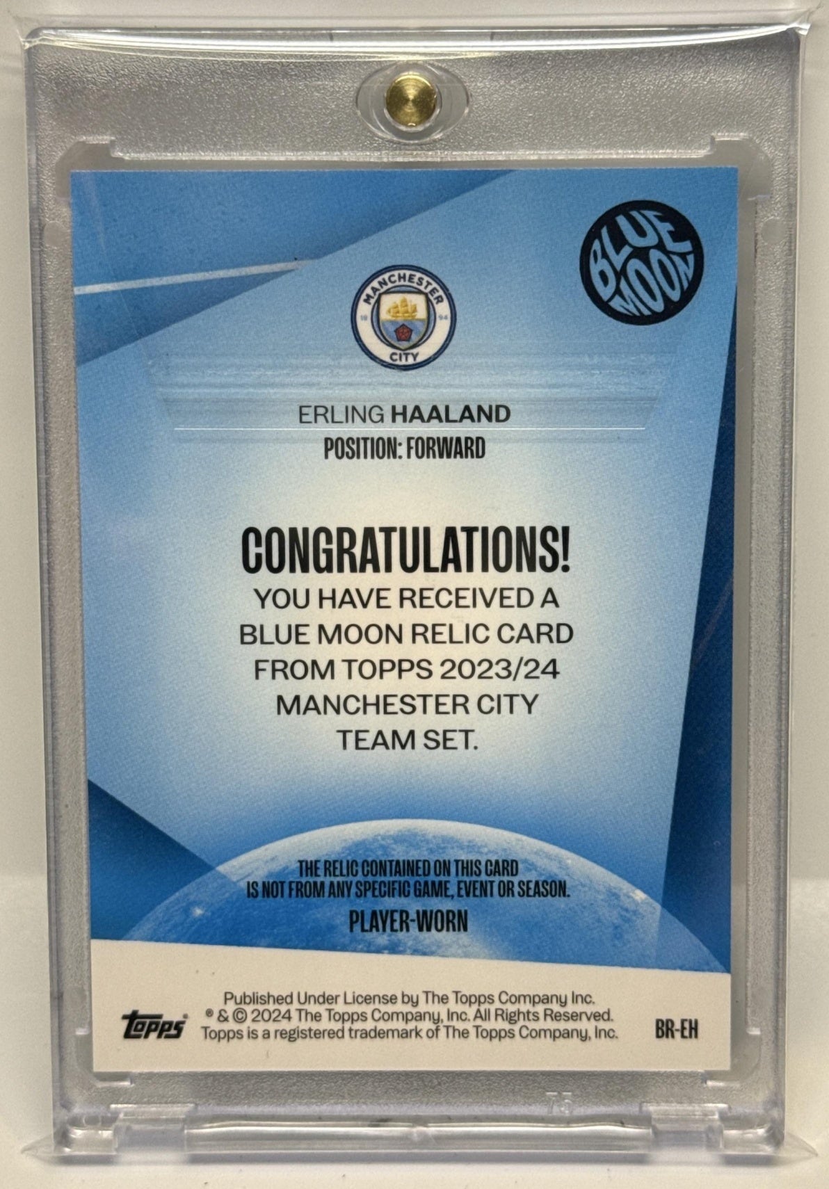 Erling Haaland Topps Manchester City Team Set 2023-24 Blue Moon Relics MEM