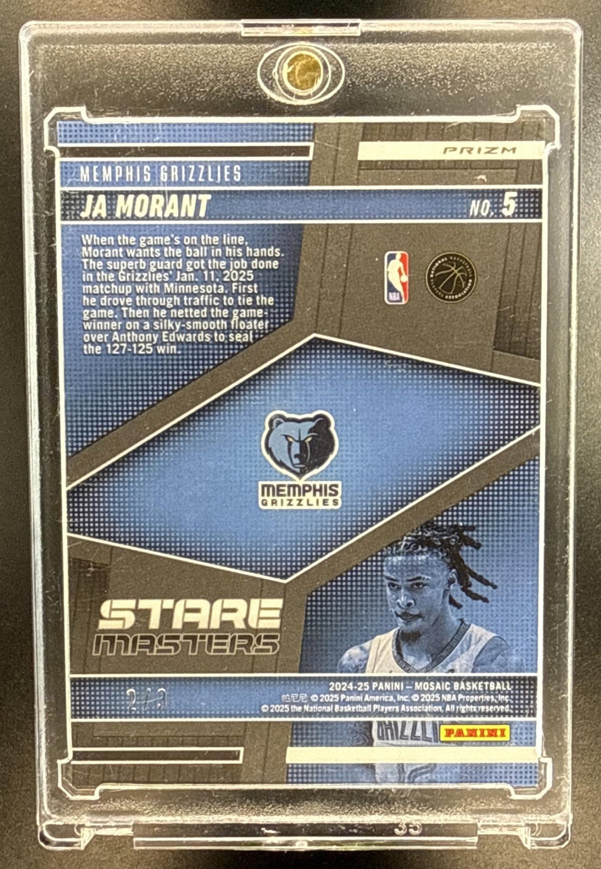 Ja Morant Panini Mosaic 2024-25 Stare Master Gold Disco /3 Memphis Grizzlies