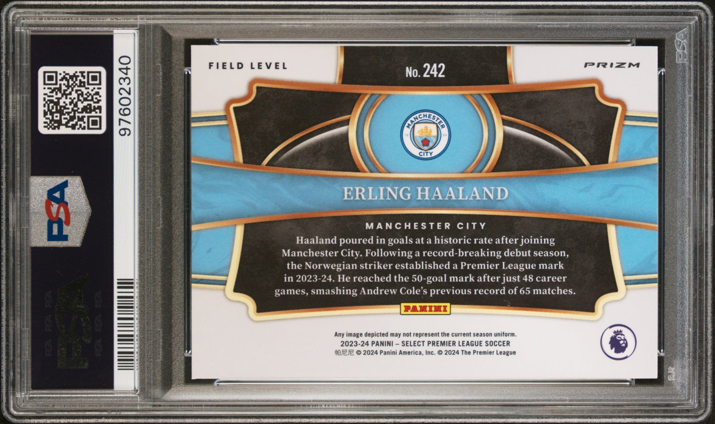 Erling Haaland Select PL 2023-24 Red Ice Field Level PSA 10 Manchester City