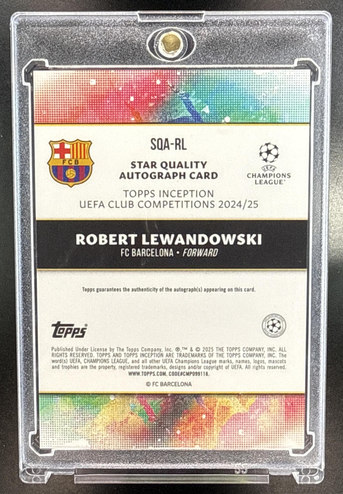 Robert Lewandowski Topps Inception UCC 2024-25 Red /10 Auto FC Barcelona