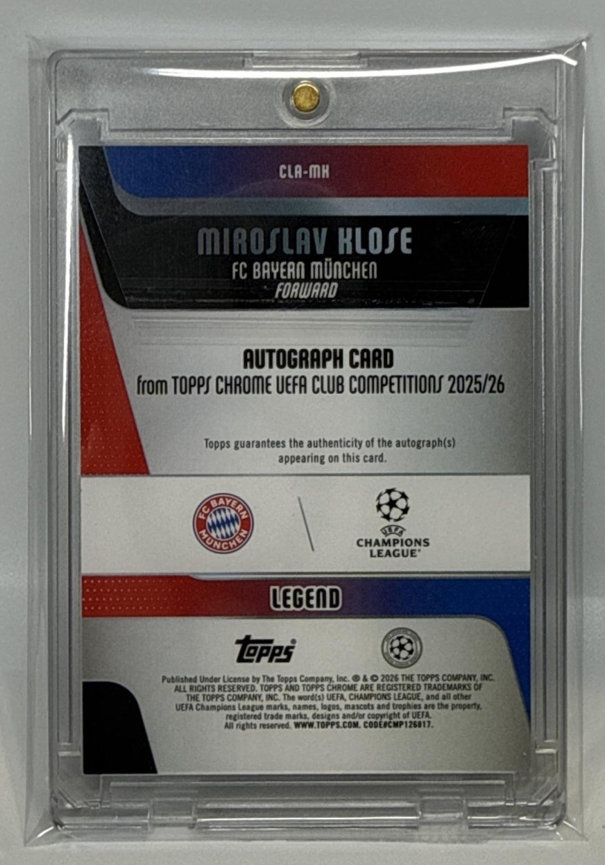 Miroslav Klose Topps Chrome UCC 2025-26 Blue Lava /150 Auto FC Bayern Munchen