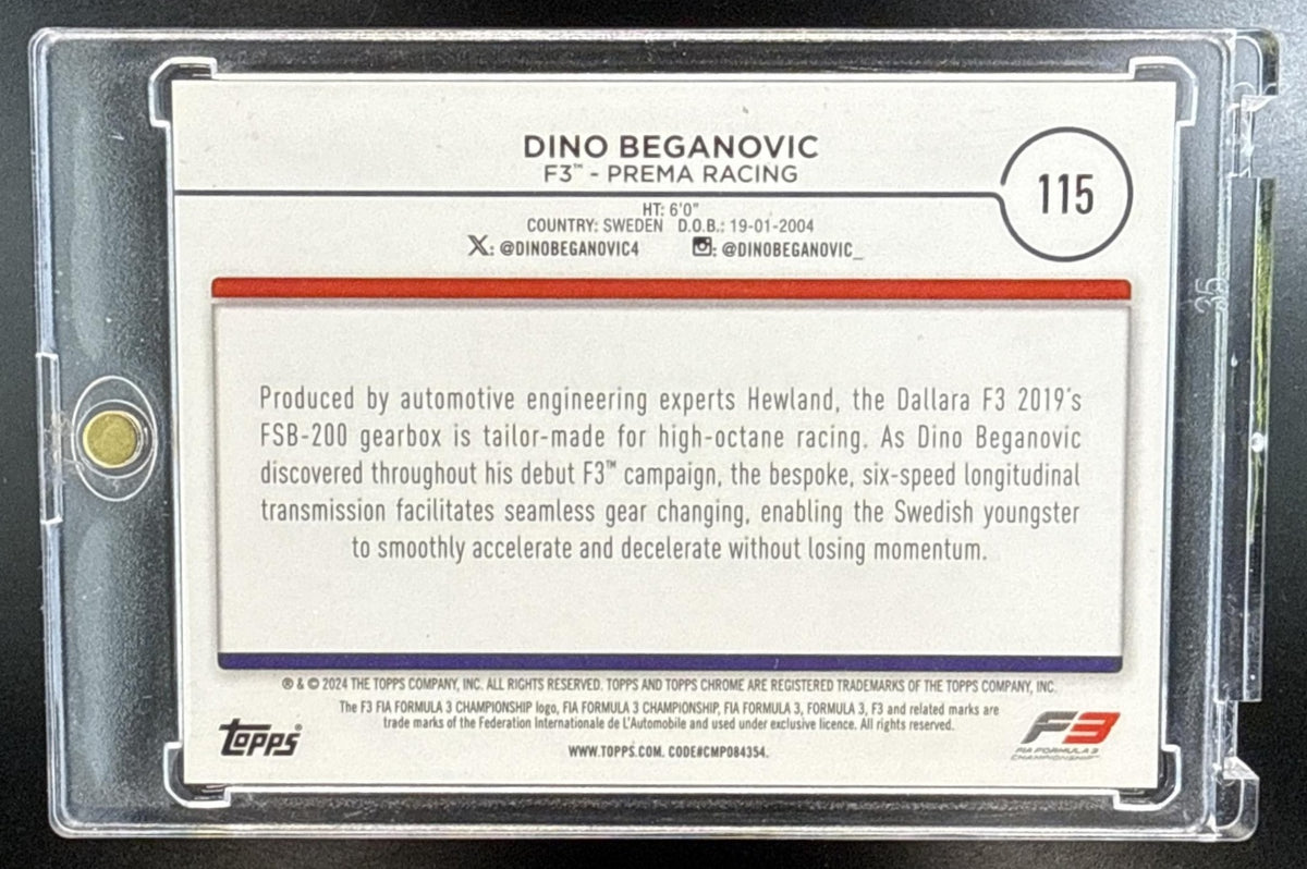 Dino Beganovic Topps Chrome Formula 1 2024 Red Refractor /5 F3 Car