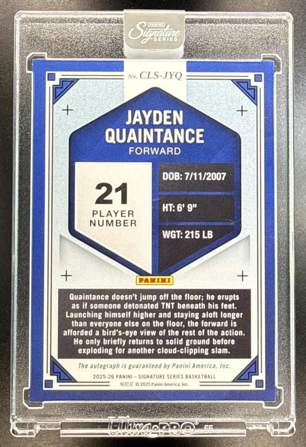 Jayden Quaintance Panini Signature Series 2025-26 /49 MEM Auto Kentucky Wildcats