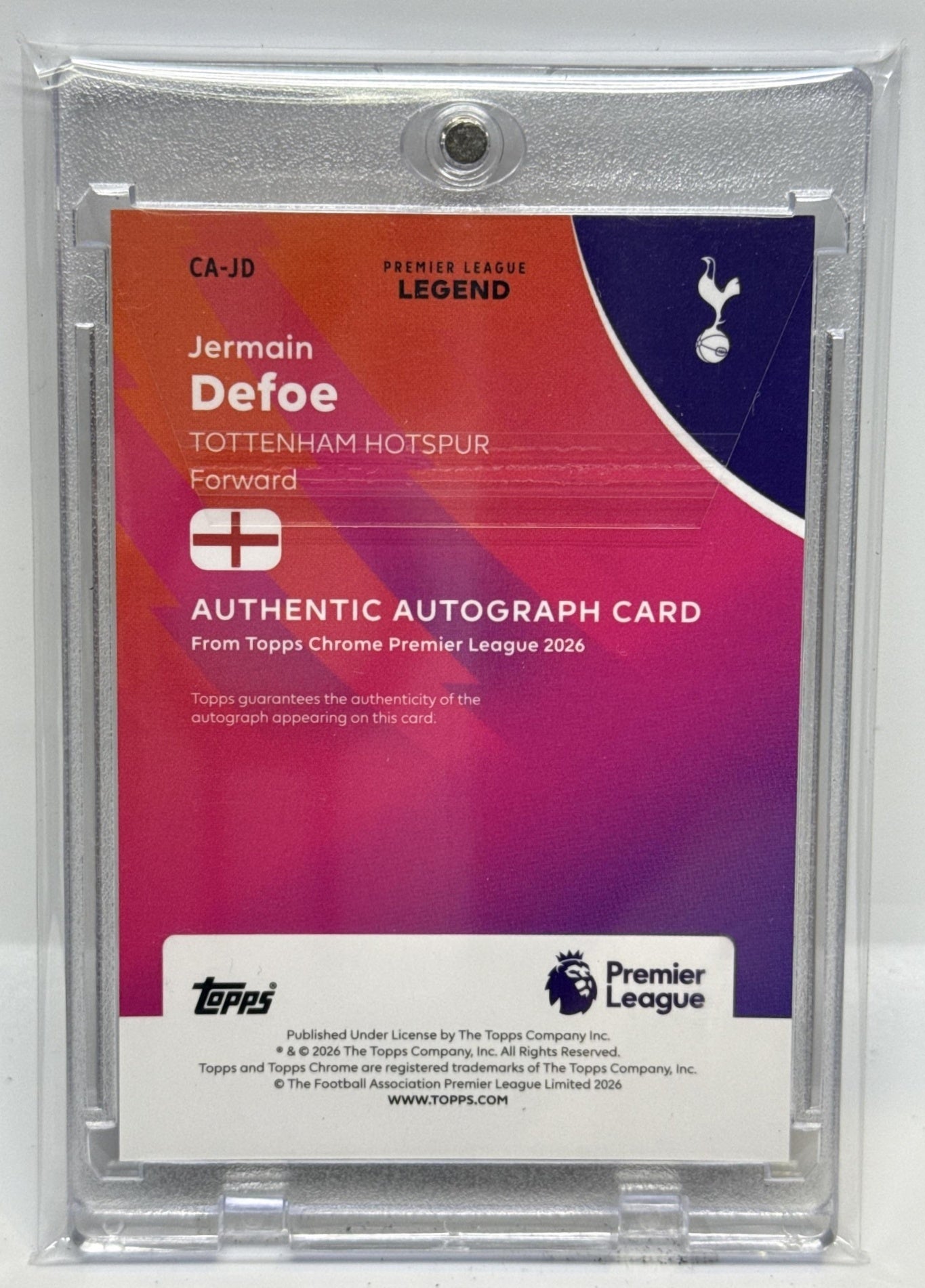 Jermain Defoe Topps Chrome PL 2026 Orange Wave /25 Auto Tottenham Hotspur