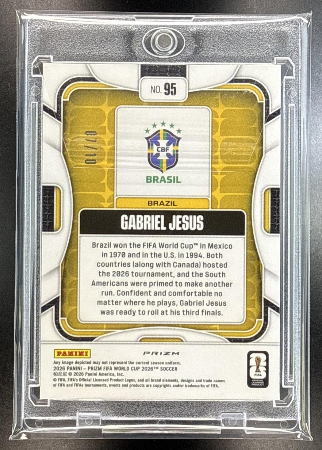 Gabriel Jesus Panini Prizm World Cup 2026 Gold /10 Brazil