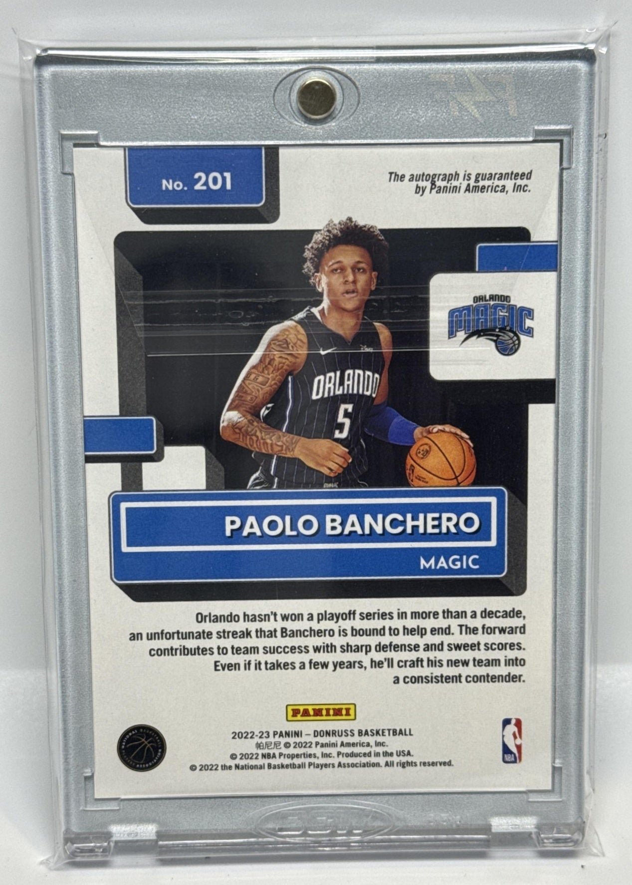 Paolo Banchero Panini Donruss 2022-23 RC Auto Orlando Magic