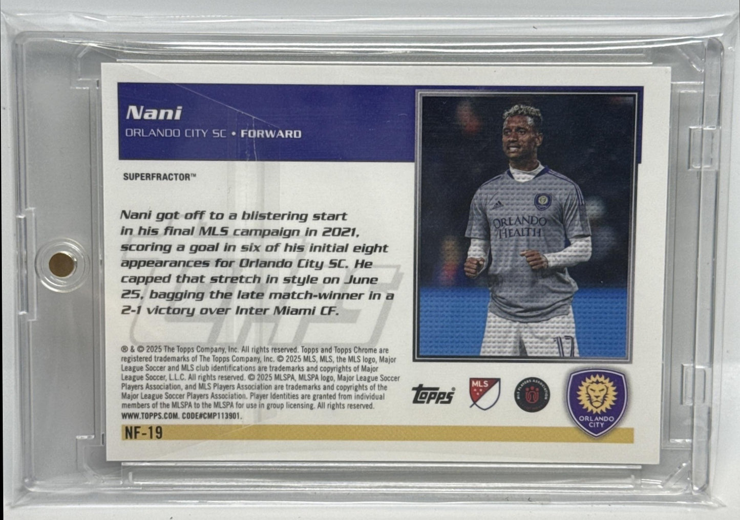 Nani Topps Chrome MLS 2025 1995 SuperFractor 1/1 Orlando City SC