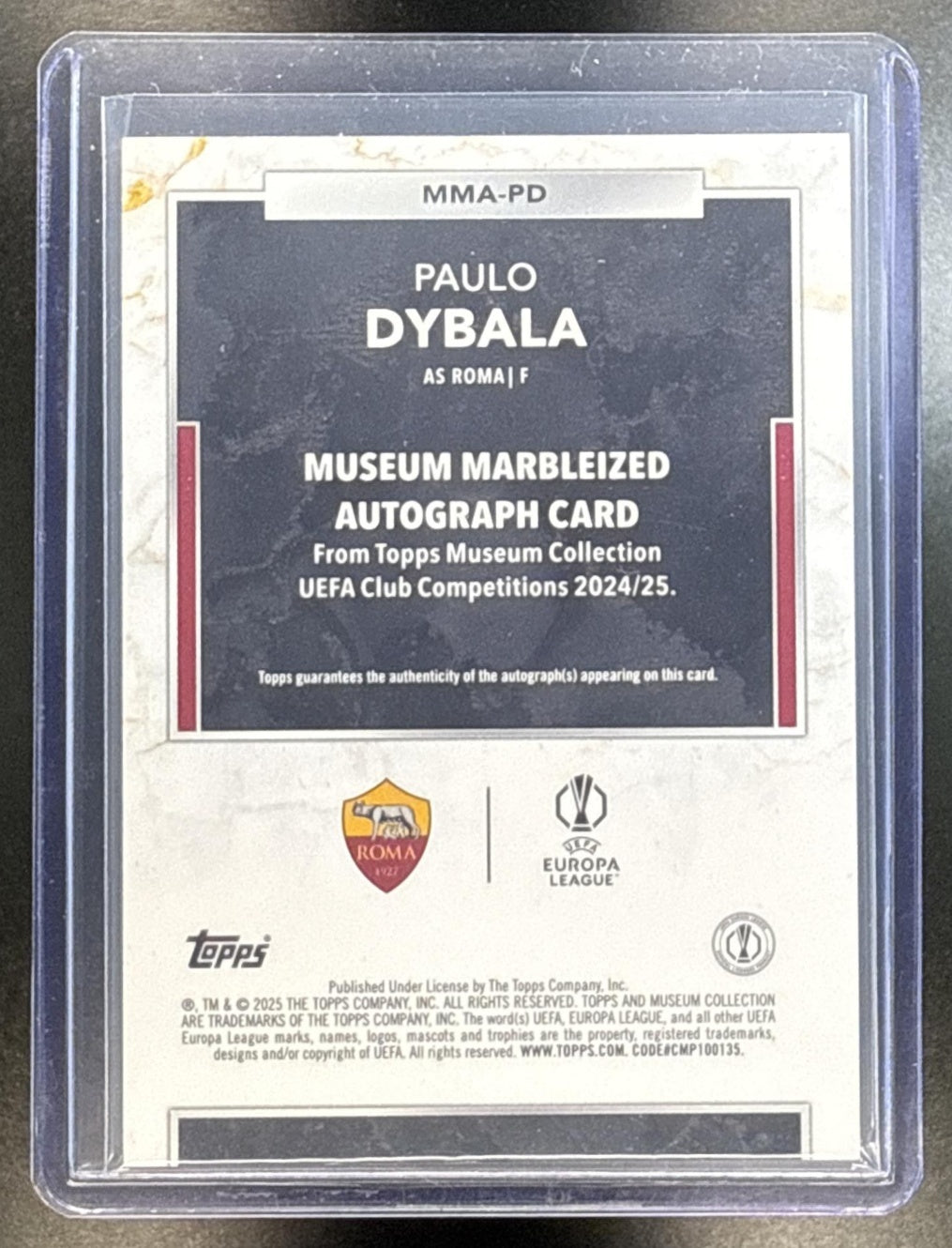 Paulo Dybala Topps Museum Collection UCC 2024-25 Black Diamond /10 Auto AS Roma