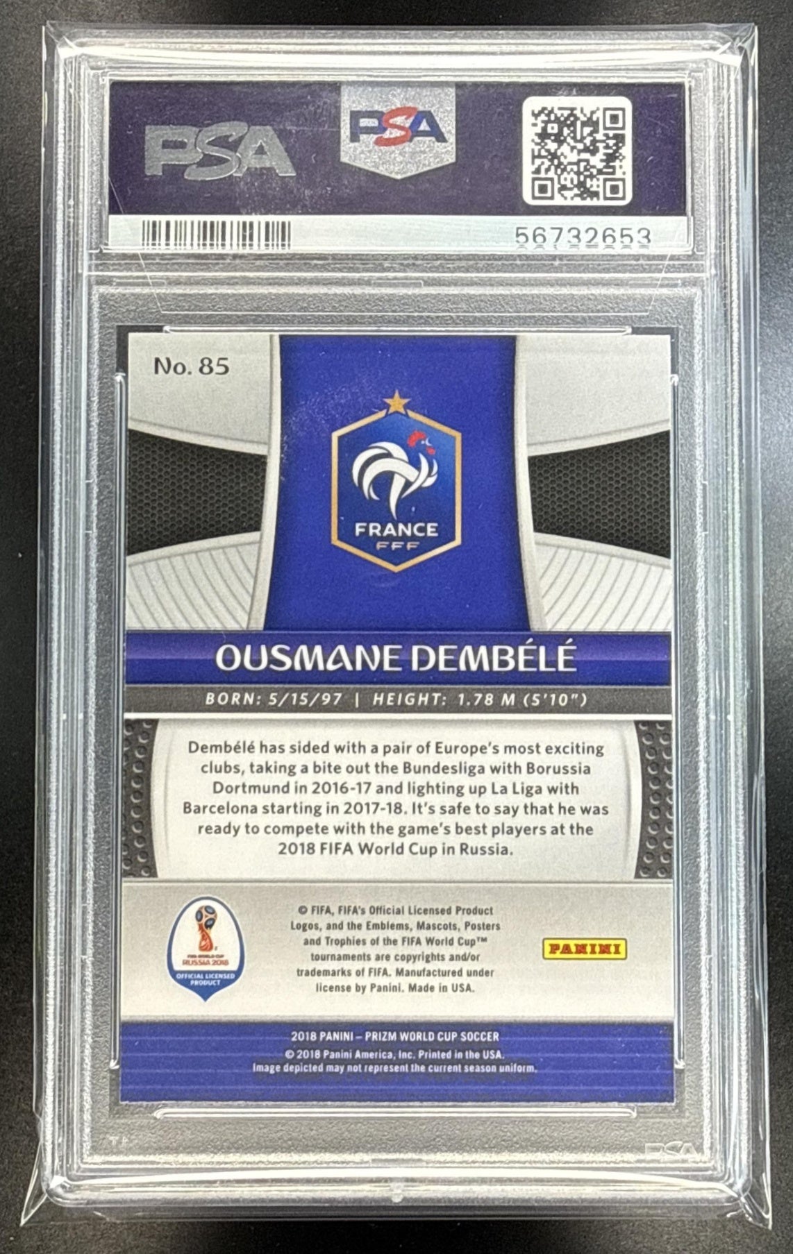 Ousmane Dembele Panini Prizm World Cup 2018 PSA 10 France