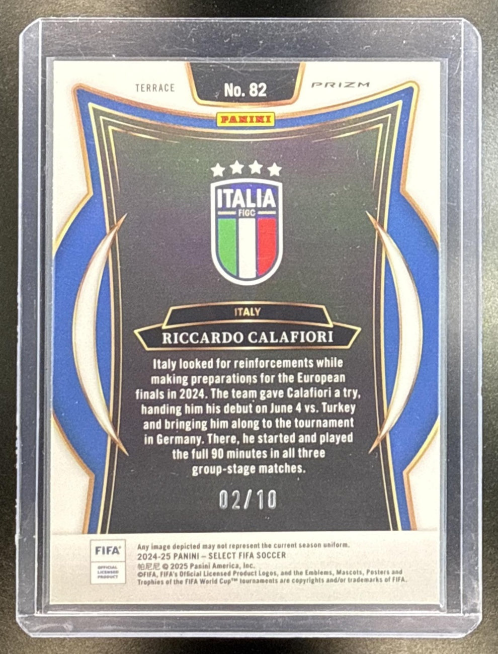 Riccardo Calafiori Panini Select FIFA 2024-25 Terrace Gold Wave /10 Italy