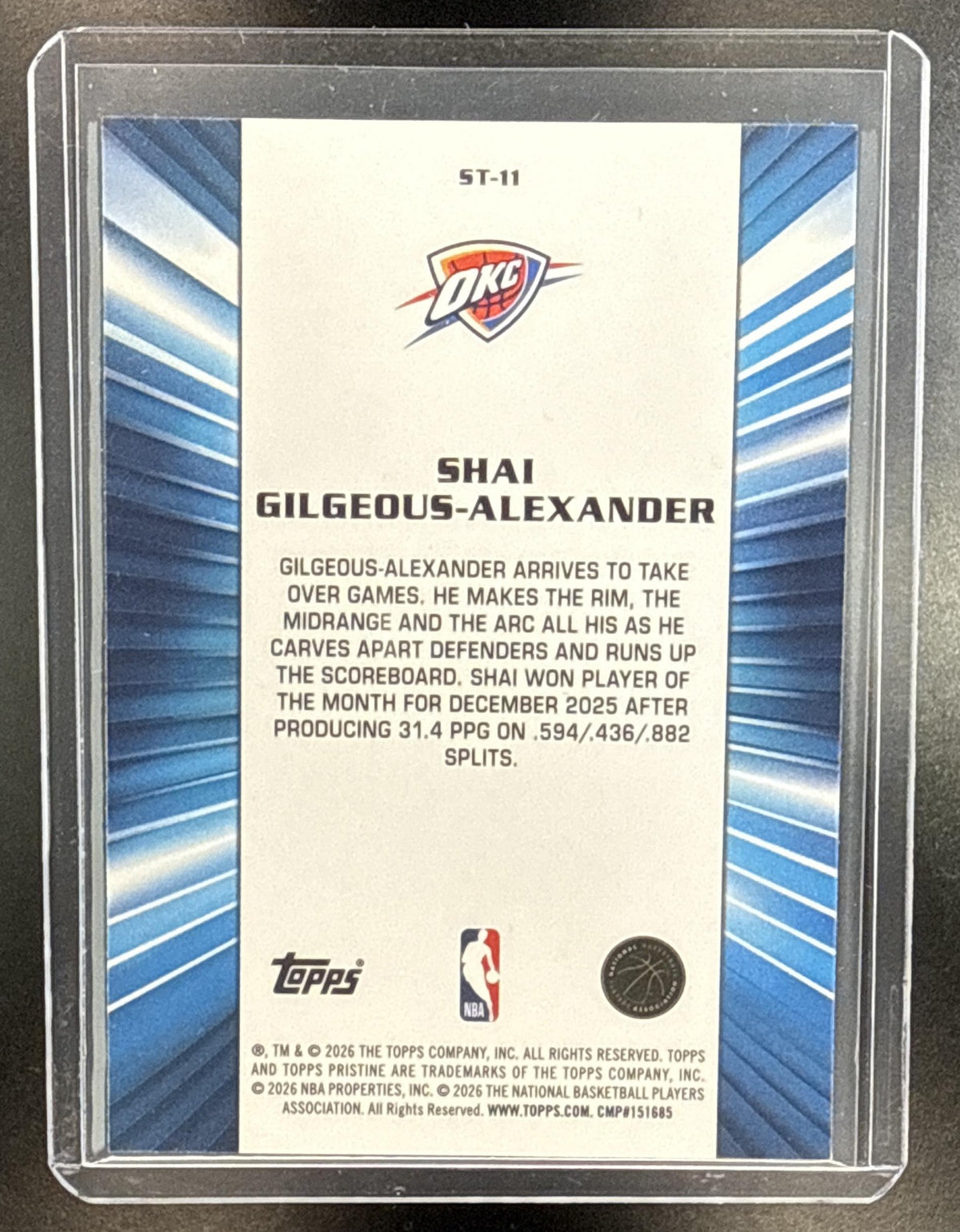 Shai Gilgeous-Alexander Topps Pristine 2025-26 Green Refractor /150 Oklahoma City Thunder