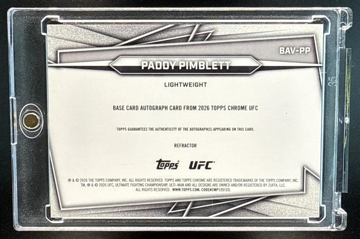 Paddy Pimblett Topps Chrome UFC 2026 Auto