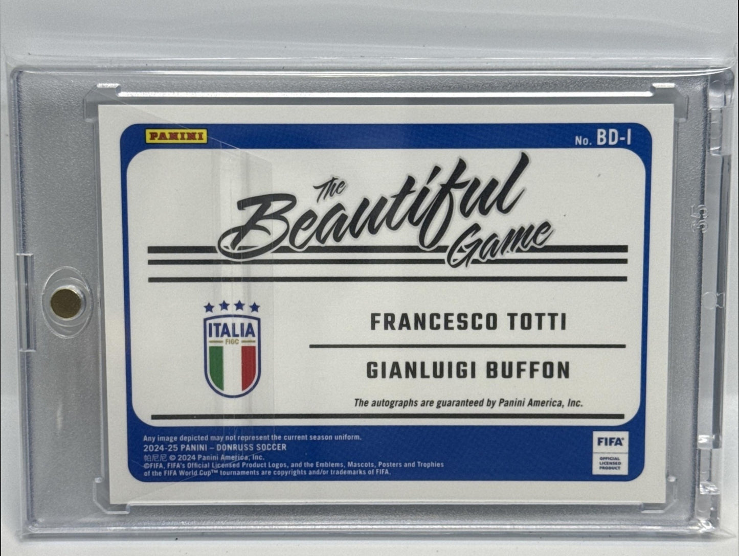 Francesco Totti Gianluigi Buffon Panini Donruss 2024-25 Auto Italy