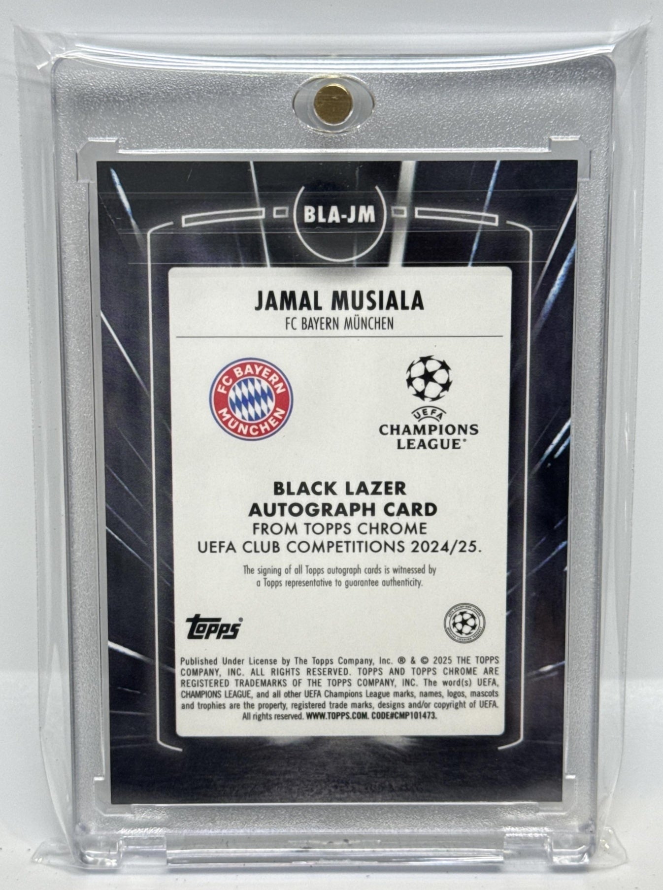 Jamal Musiala Topps Chrome UCC 2024-25 Magenta Lazer /75 Auto FC Bayern Munchen