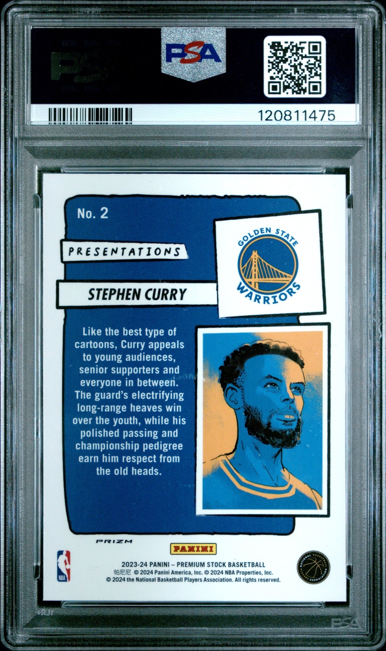 Stephen Curry Panini Hoops Premium Stock 2023-24 PSA 10 Golden State Warriors
