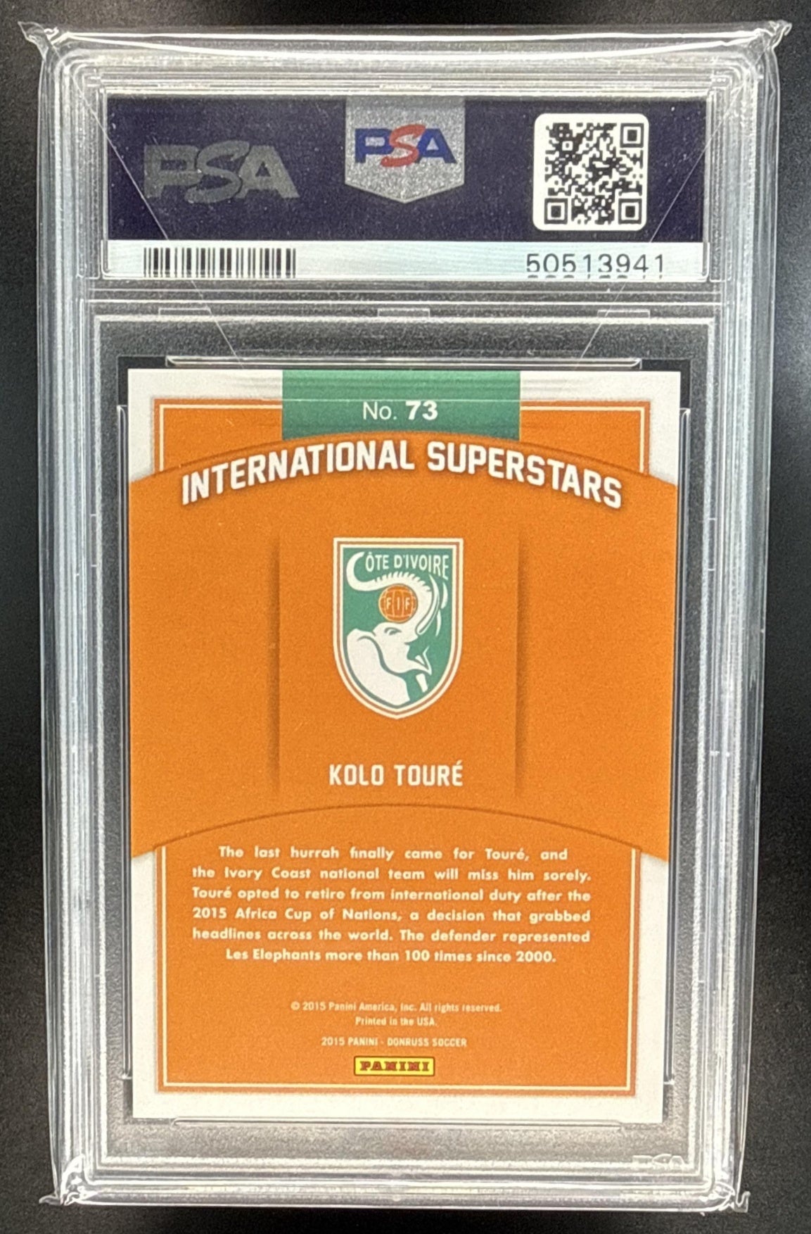 Kolo Toure Panini Donruss 2015/49 PSA 10 Cote D Ivoire