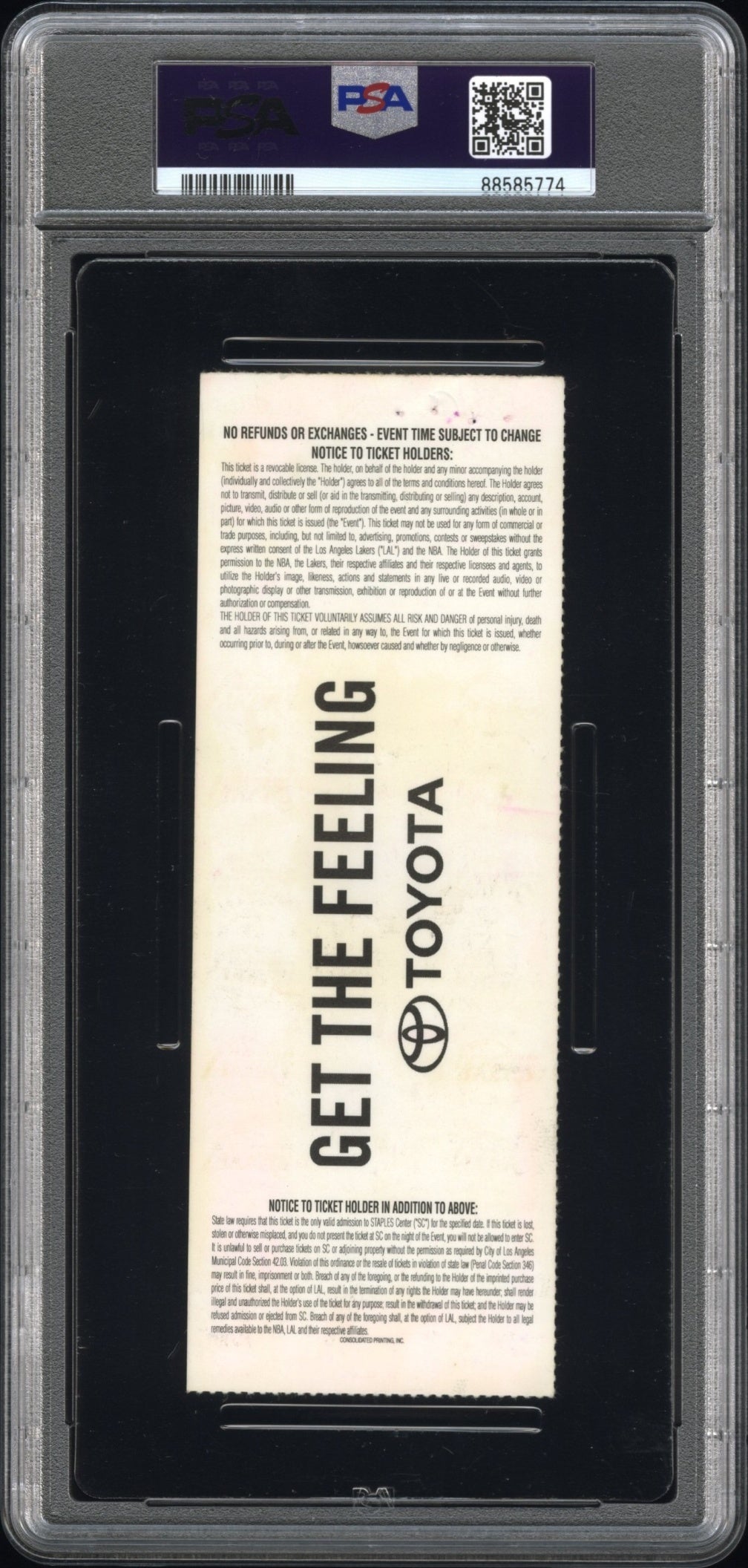 Kobe Bryant NBA Ticket 2003 Kobe Bryant 45pts 3-pointers (9 straight) PSA 3 LAL