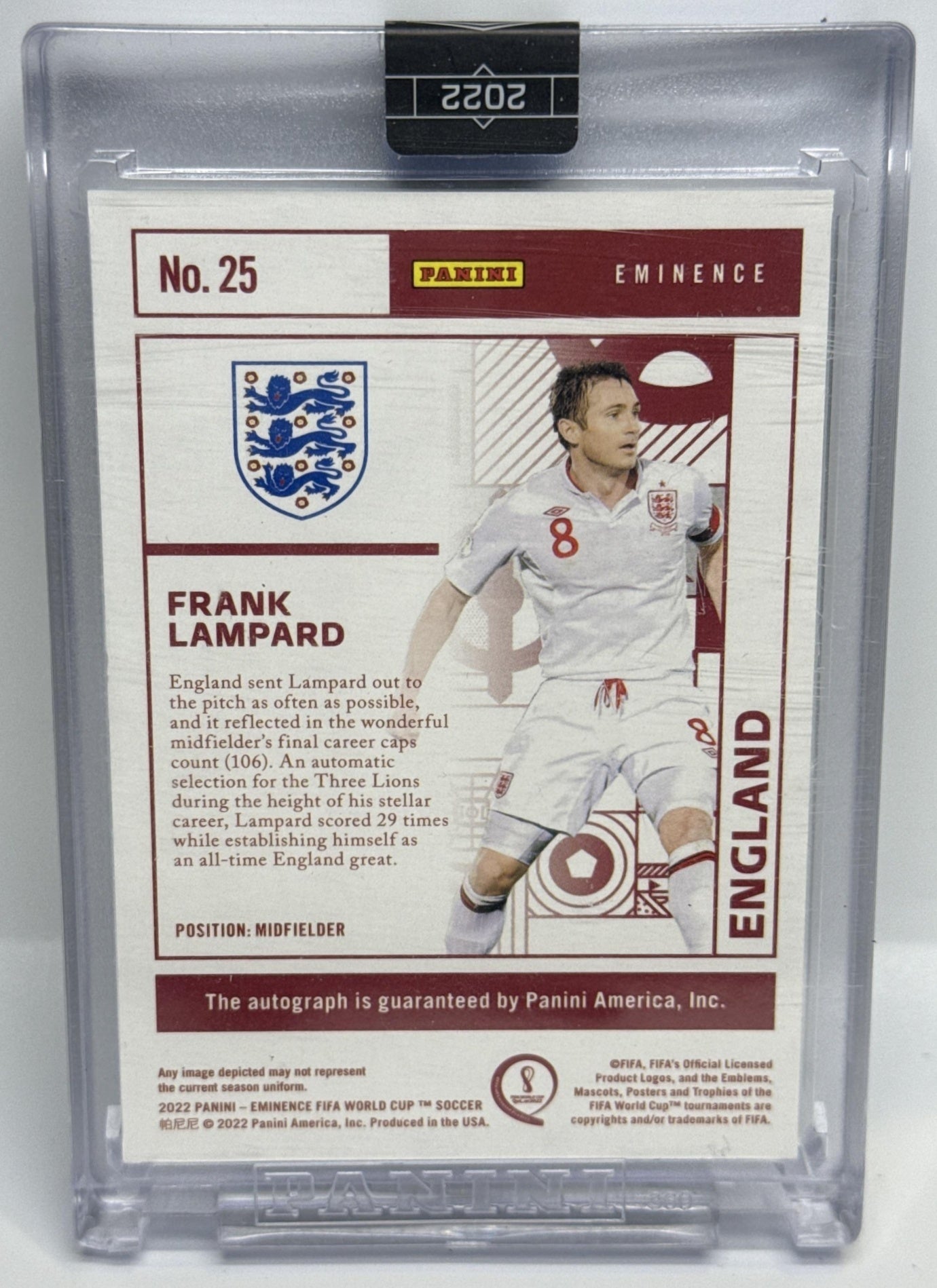 Frank Lampard Panini Eminence FIFA World Cup 2022/10 Auto England
