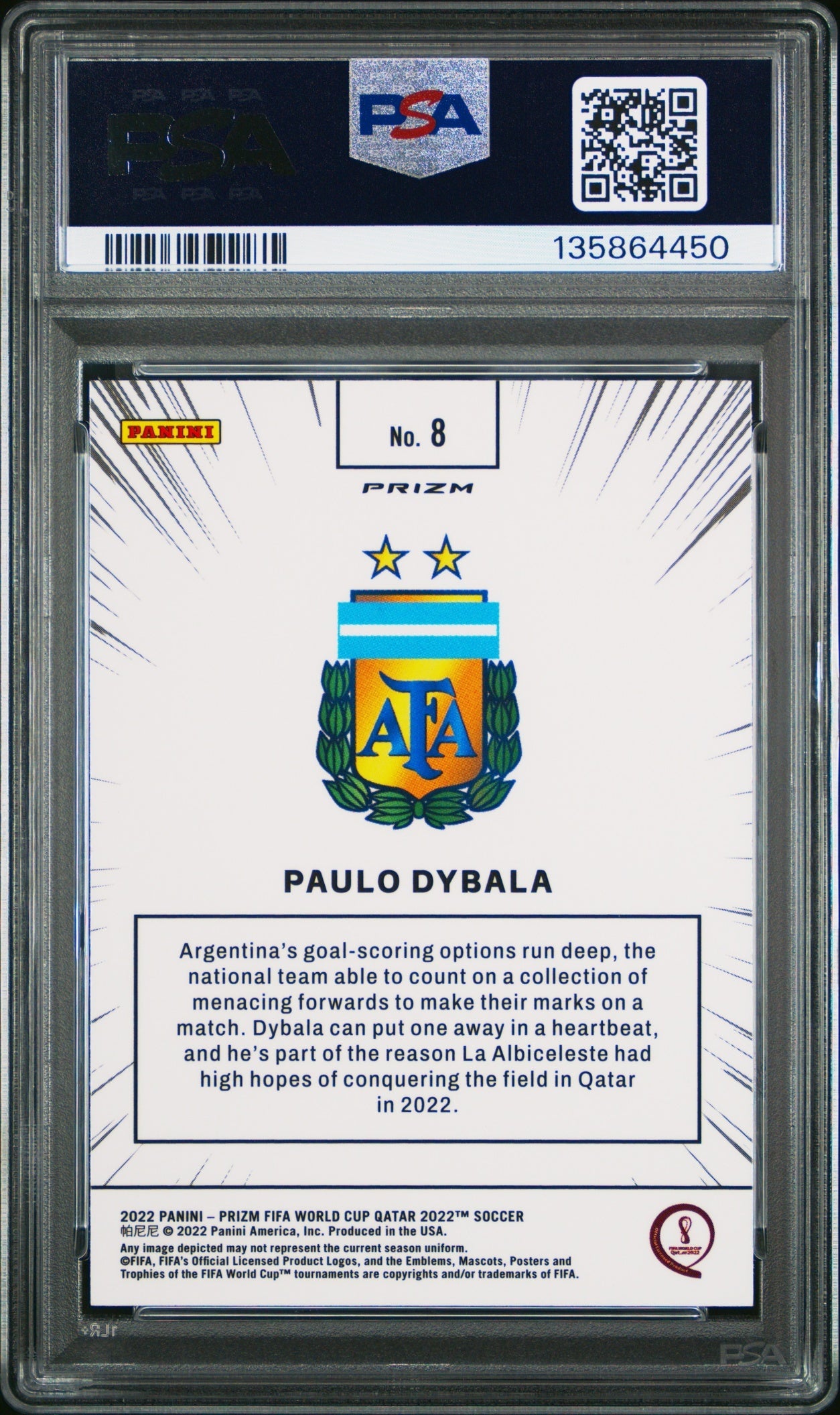 Paulo Dybala Panini Prizm World Cup 2022-23 Manga PSA 10 Argentina
