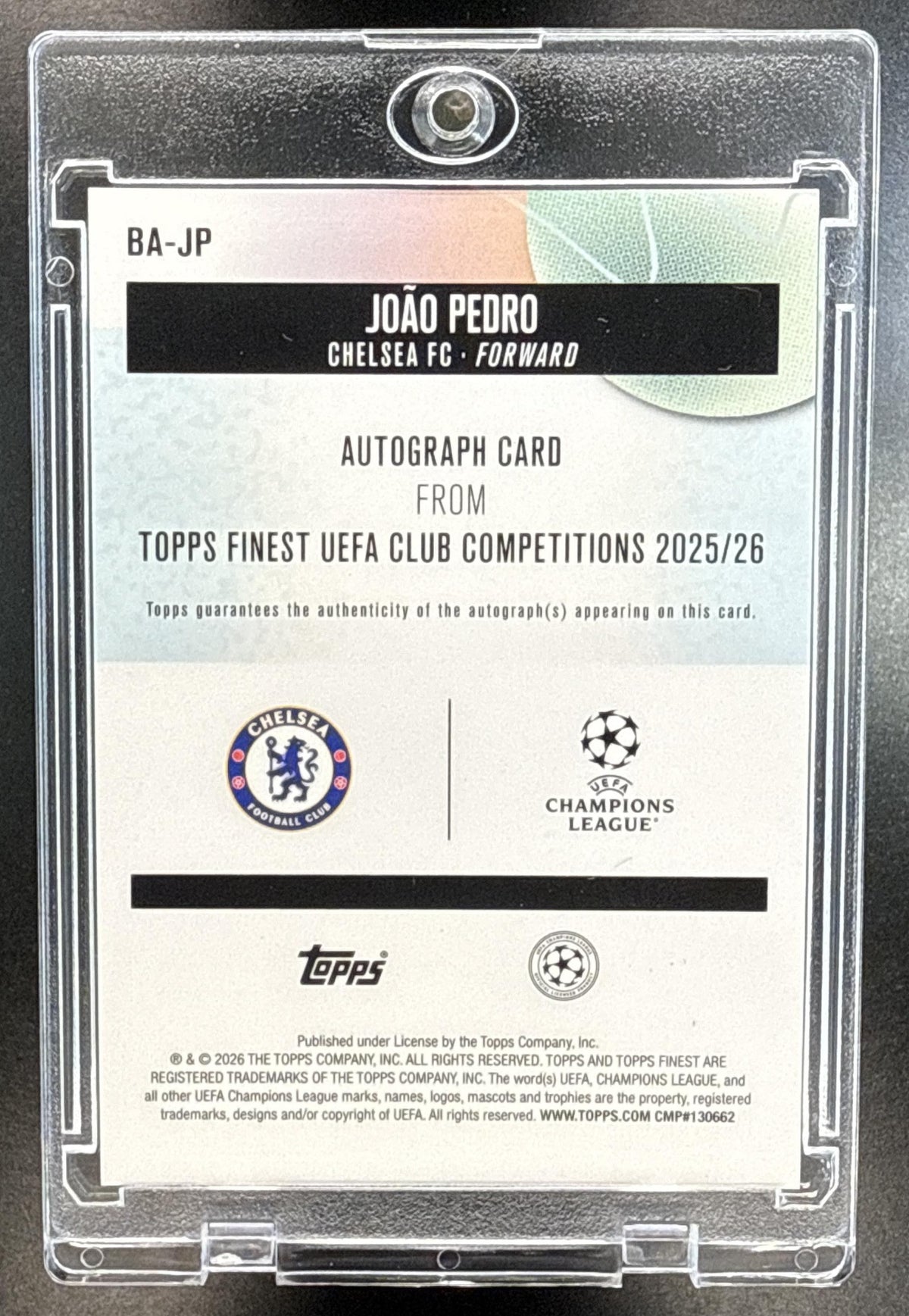 Joao Pedro Topps Finest UCC 2025-26 Blue Wave Refractor /150 Auto Chelsea FC