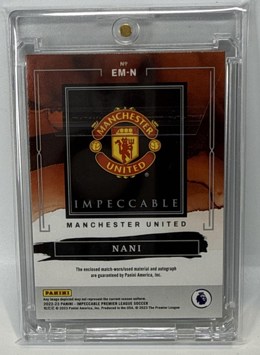 Nani Panini Impeccable PL 2022-23 Silver /10 MEM Auto Manchester United