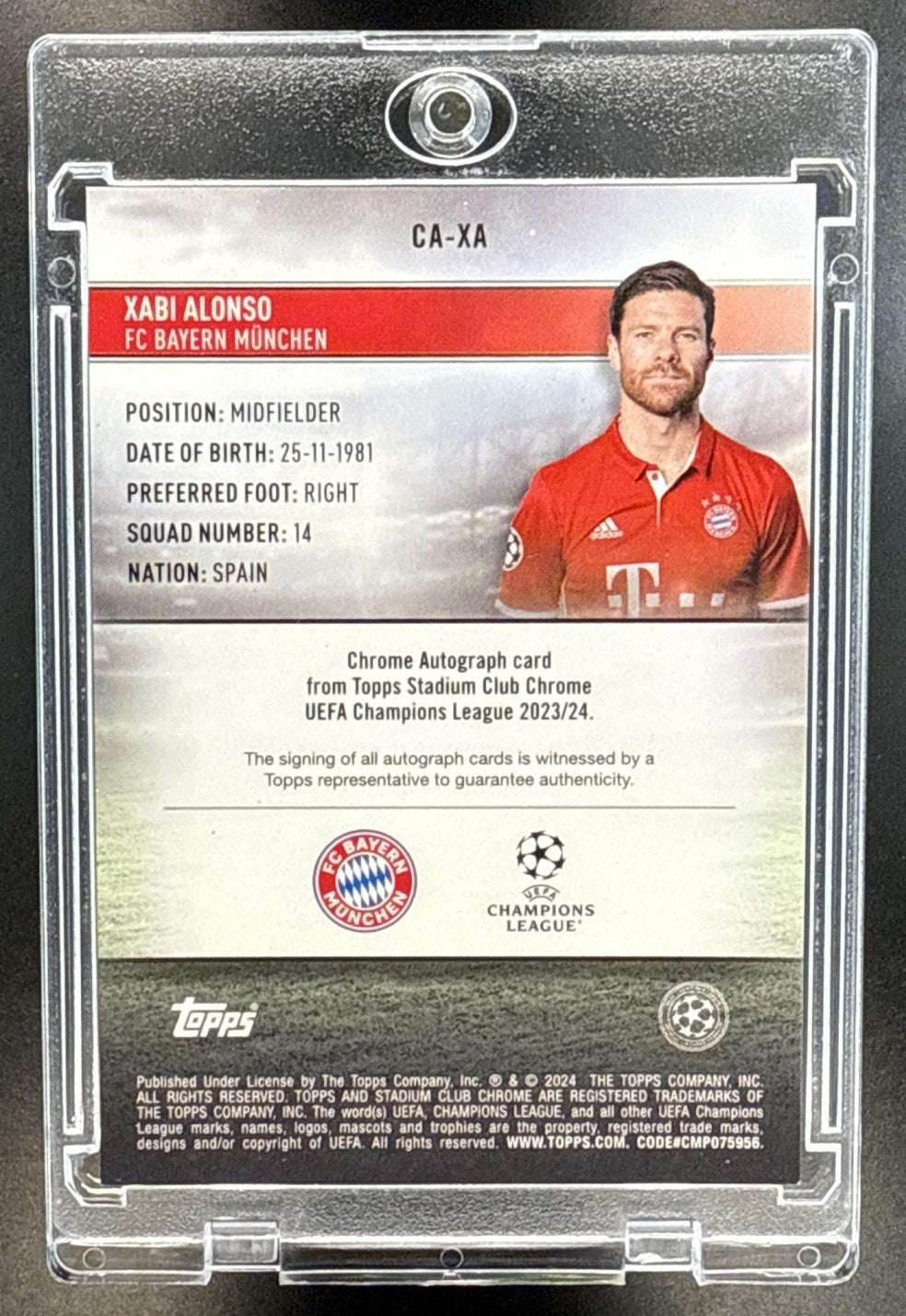 Xabi Alonso Topps Stadium CC UEFA 2023-24 Orange Prism Refractor /25 Auto FC Bayern Munchen
