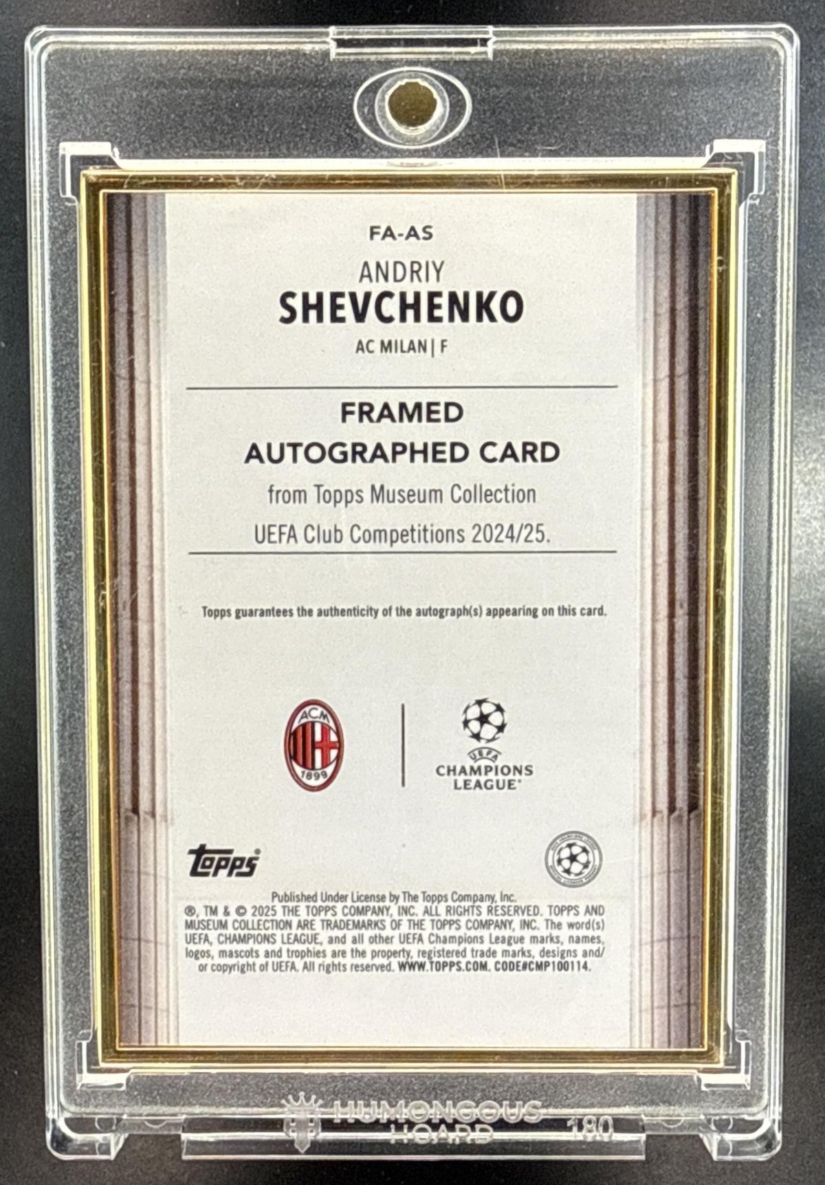 Andriy Shevchenko Topps Museum Collection UCC 2024-25 Sapphire /75 Auto AC Milan