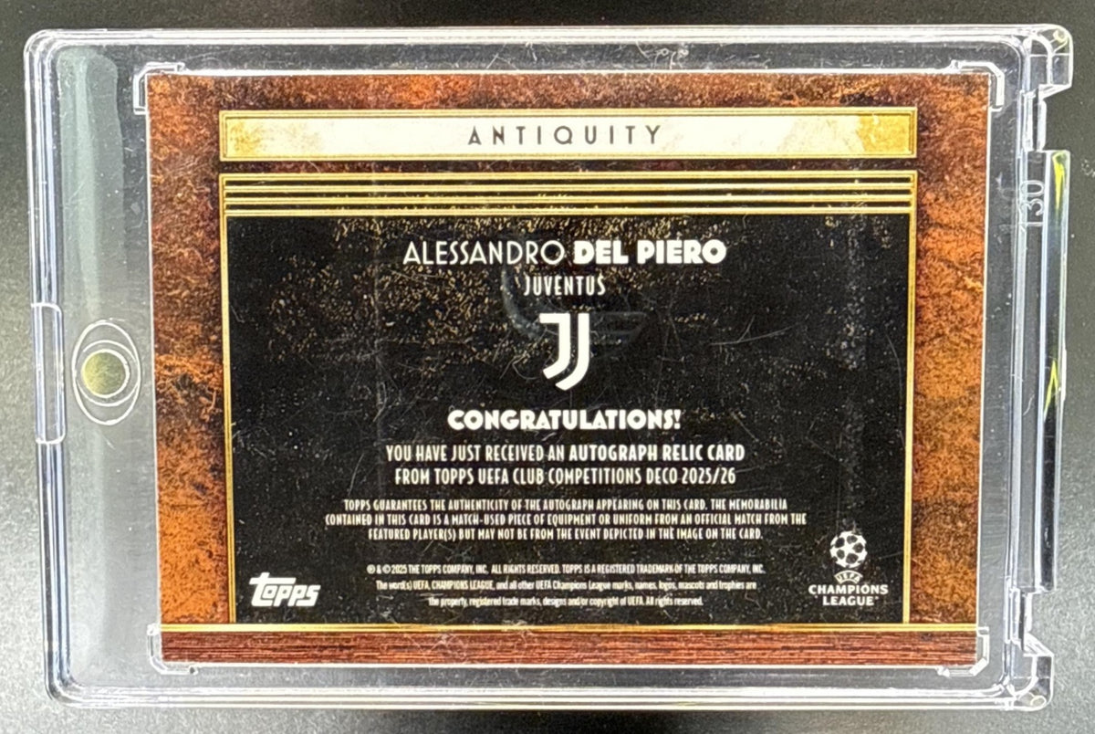 Alessandro Del Piero Topps Deco UEFA CC 2025-26 Orange /25 Auto Juventus