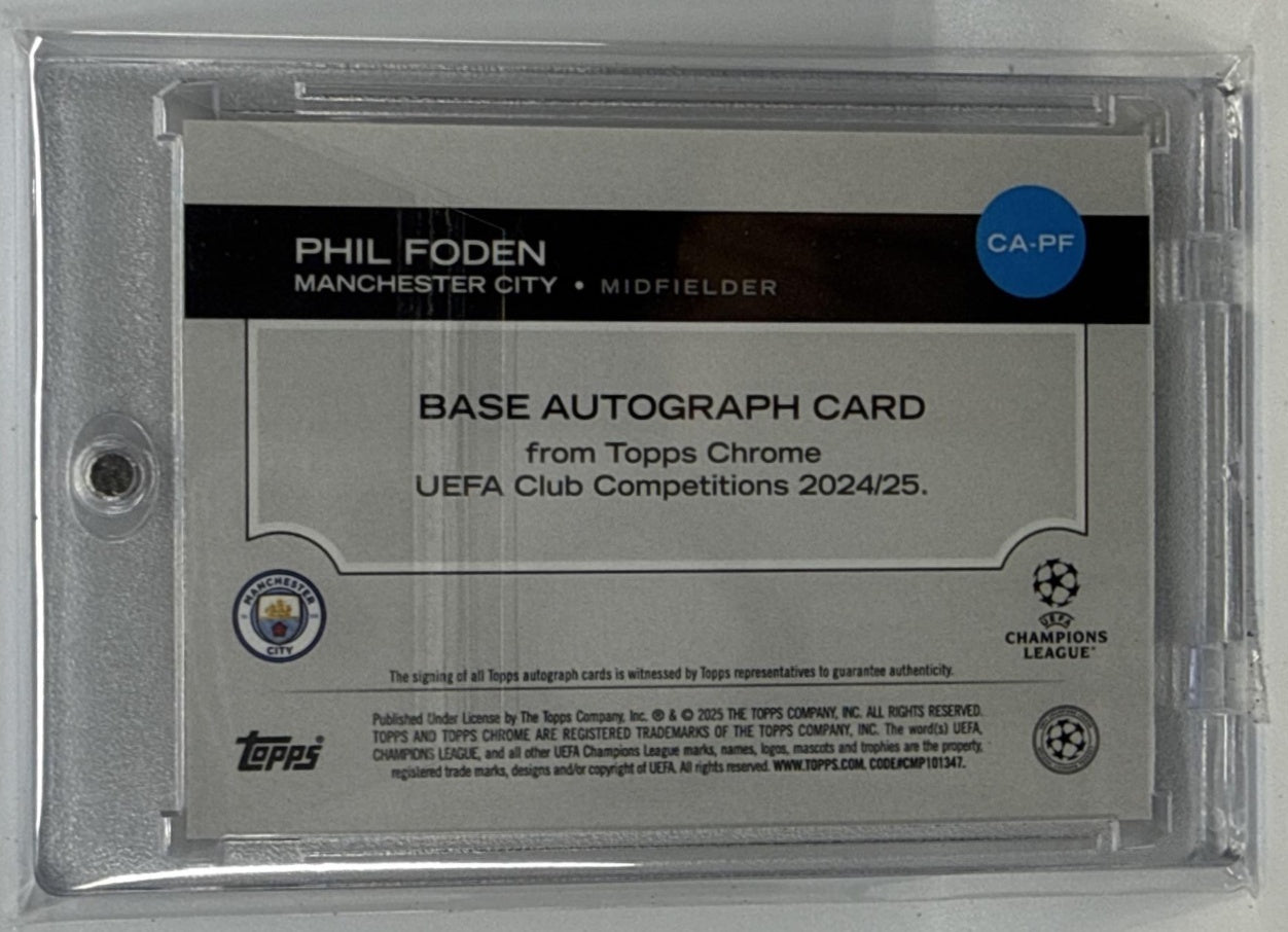 Phil Foden Topps Chrome UCC 2024-25 Auto Orange Refractor /25 Manchester City