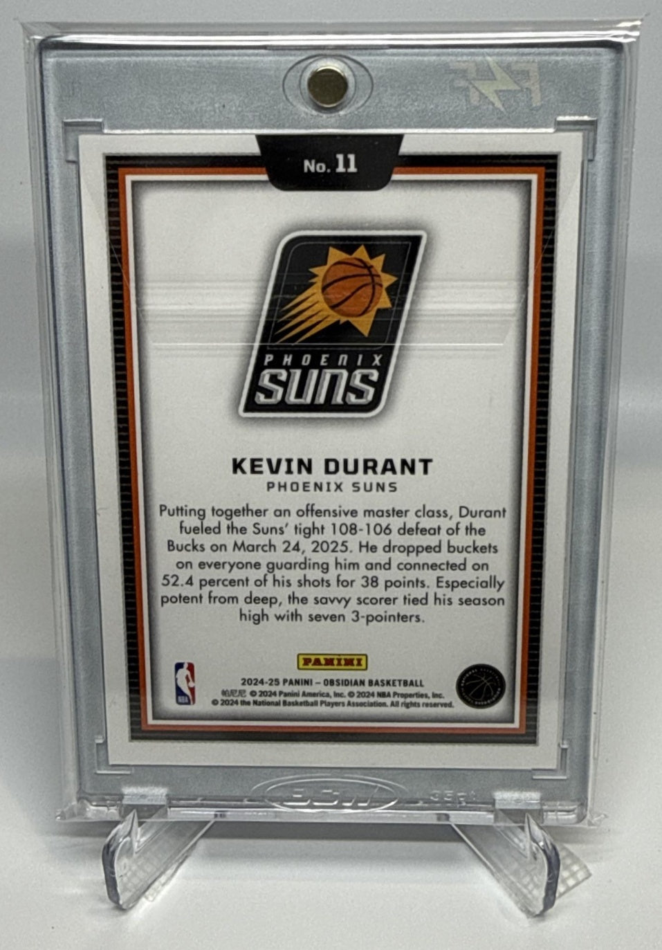 Kevin Durant Panini Obsidian 2024-25 Black Color Blast Phoenix Suns