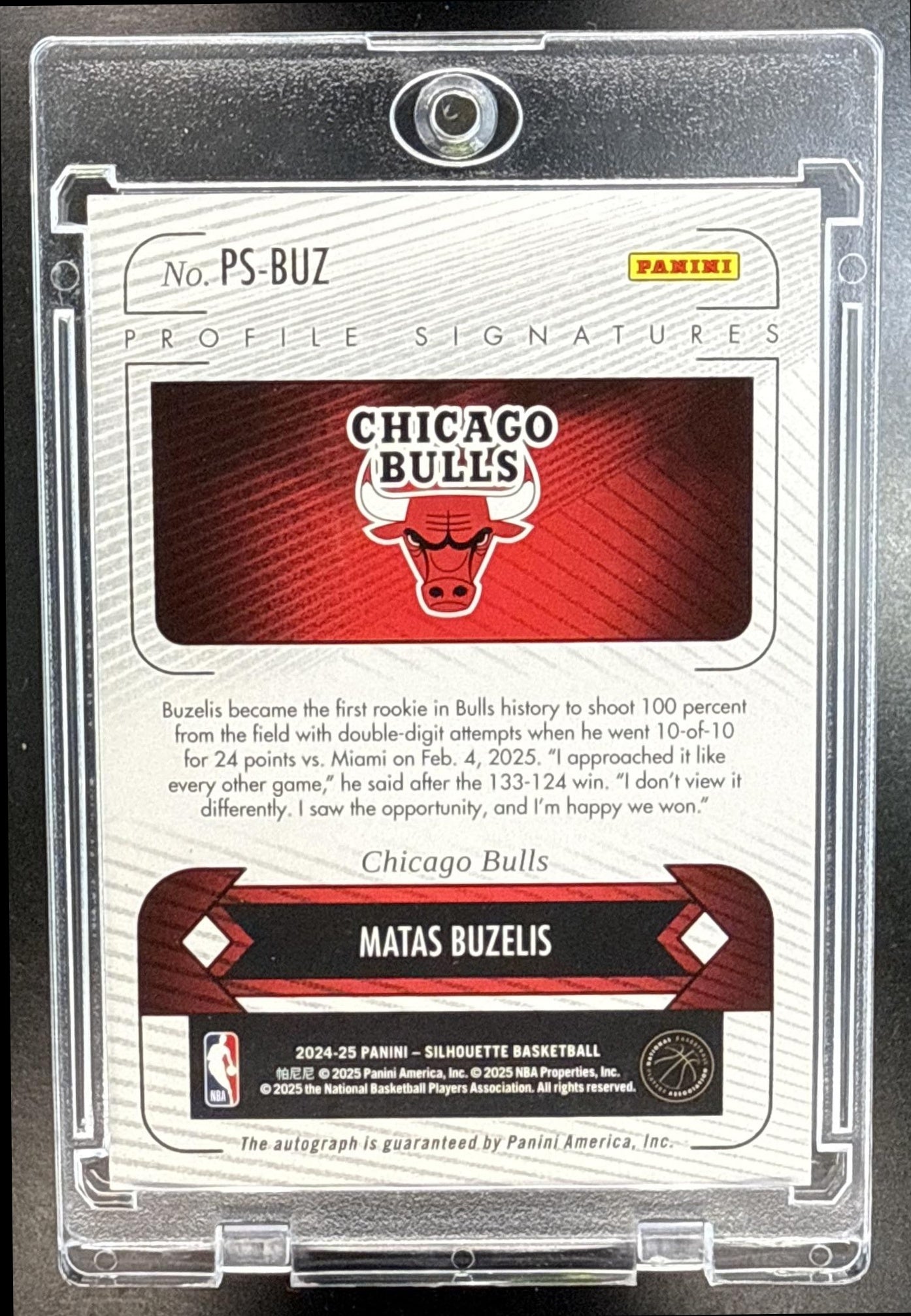 Matas Buzelis Panini Silhouette 2024-25 Cracked Ice /25 Auto RC Chicago Bulls
