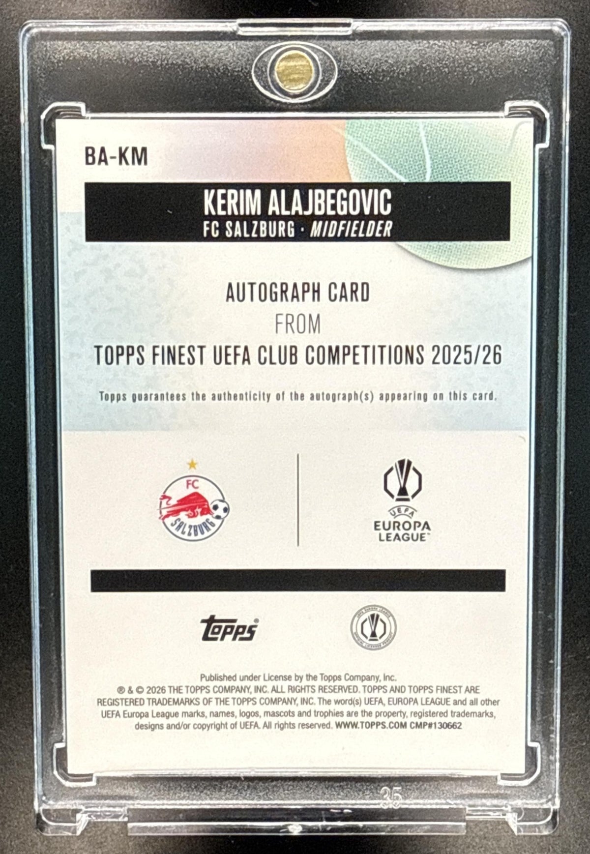 Kerim Alajbegovic Topps Finest UCC 2025-26 Green Refractor /99 Auto FC Salzburg
