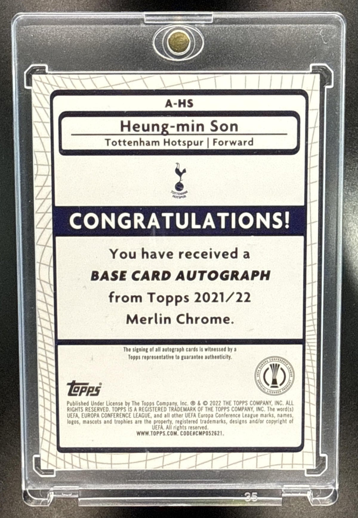 Heung-min Son Topps Merlin Chrome UCL 2021-22 Auto Tottenham Hotspur
