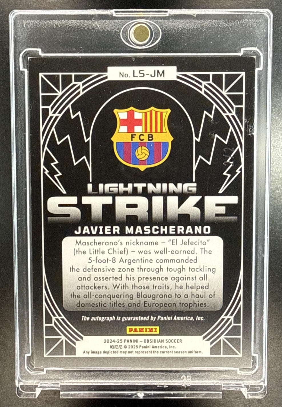 Javier Mascherano Obsidian 2024-25 Electric Etch Green /2 Auto FC Barcelona