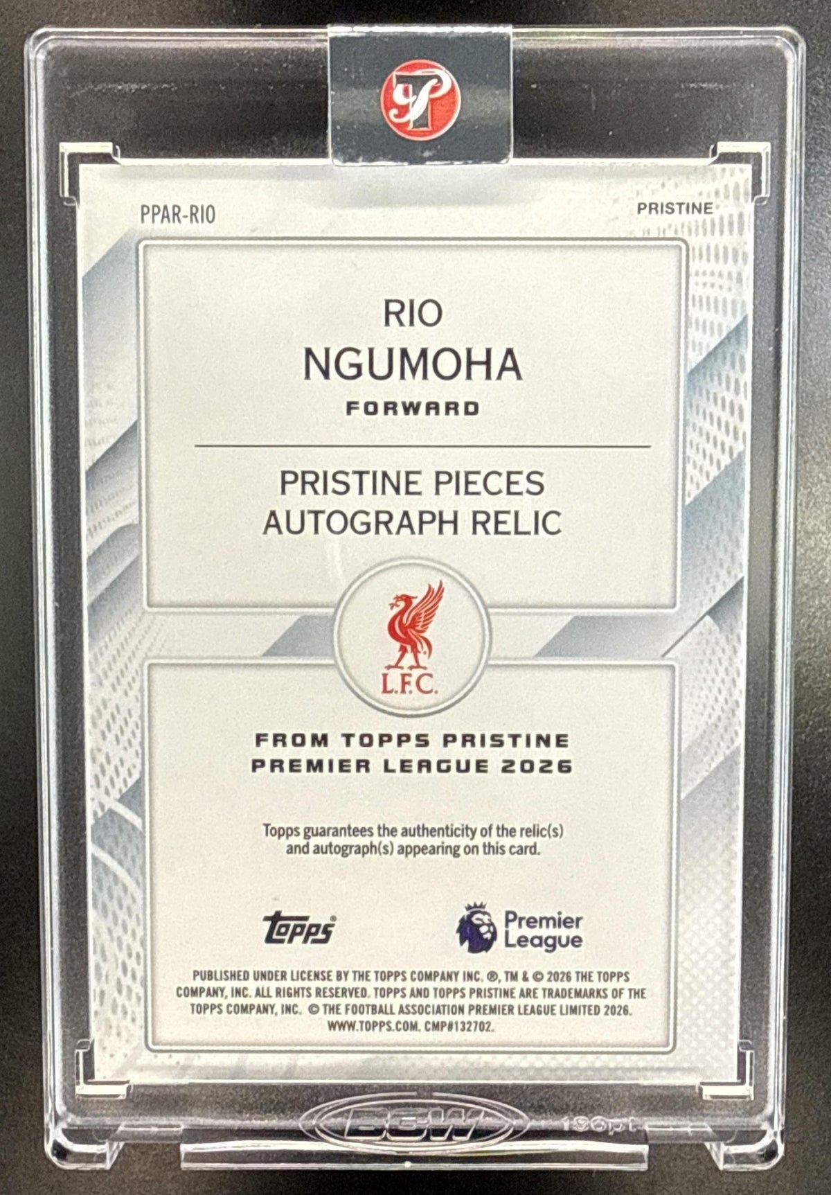 Rio Ngumoha Topps Pristine PL 2025-26 Orange /25 MEM RC Auto Liverpool FC