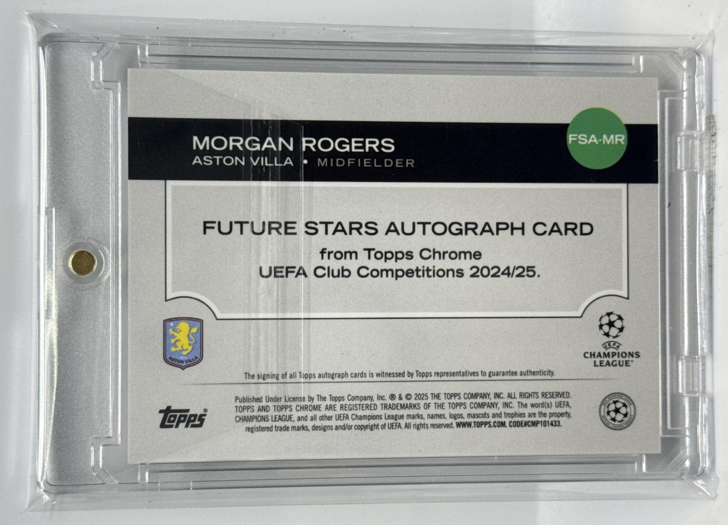 Morgan Rogers Topps Chrome UCC 2024-25 Toppsfractor /52 Auto Aston Villa