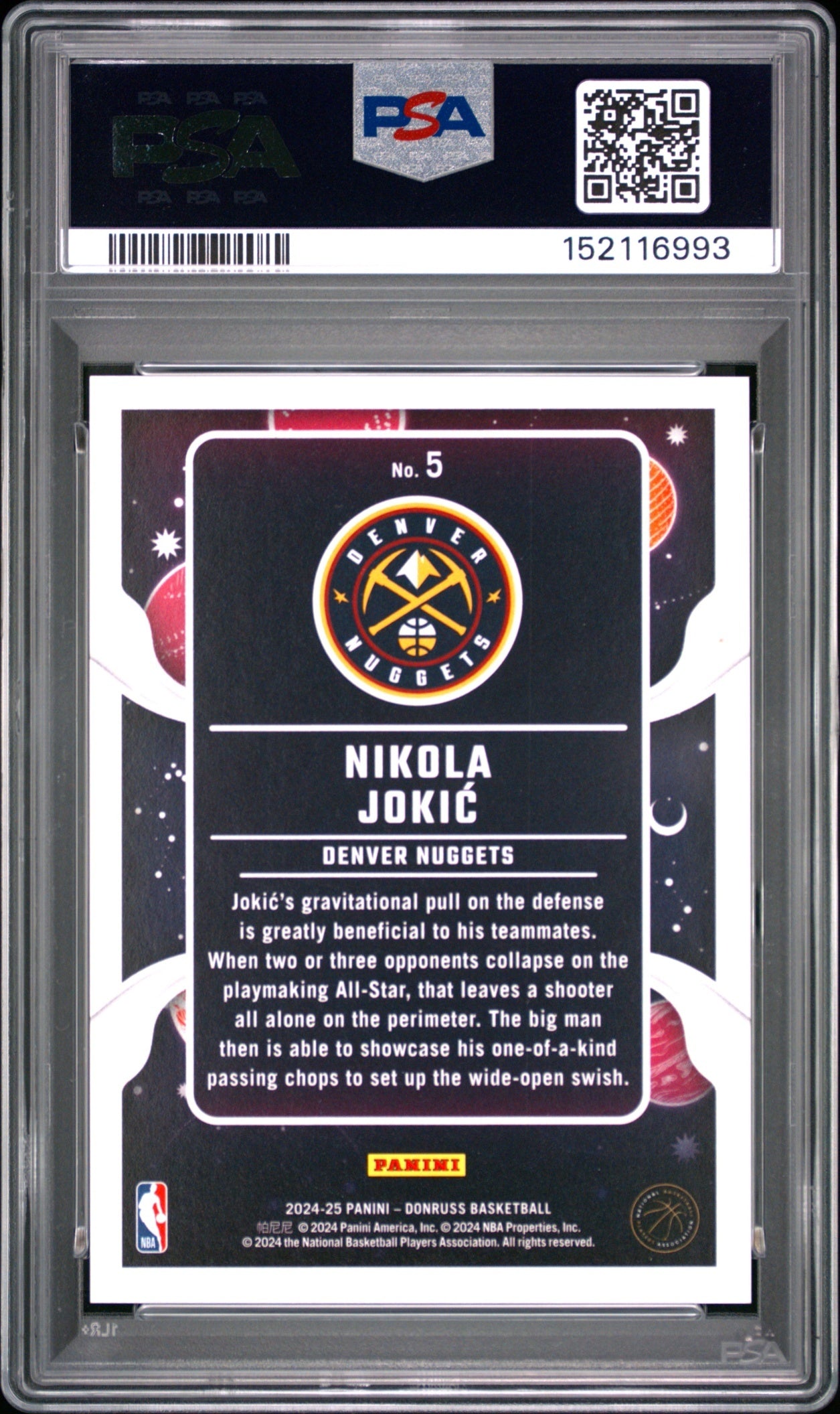 Nikola Jokic Panini Donruss 2024-25 Intl Red Fireworks /55 PSA 10 Denver Nuggets